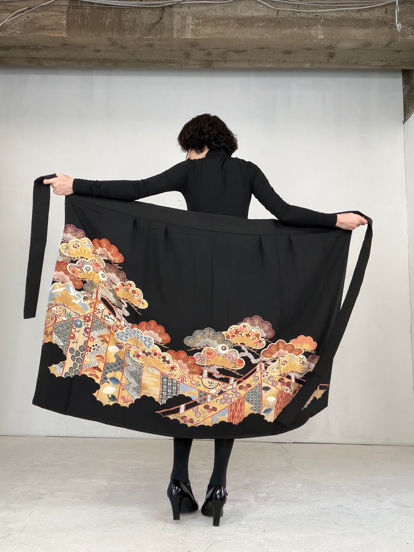 EDO-ZUMA SKIRT UPCYCLED FROM JAPANESE KIMONO "EDO022"