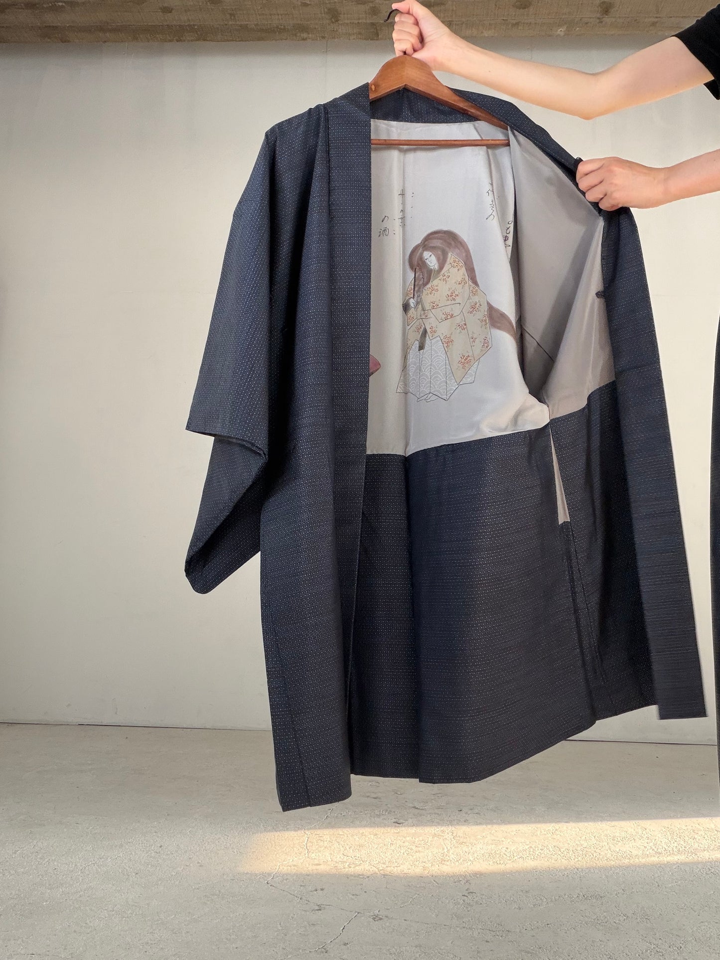 Vintage Oshima Tsumugi Haori & Kimono Pants Set  "ASB009, akagashira" — Upcycled from Japanese Kimono