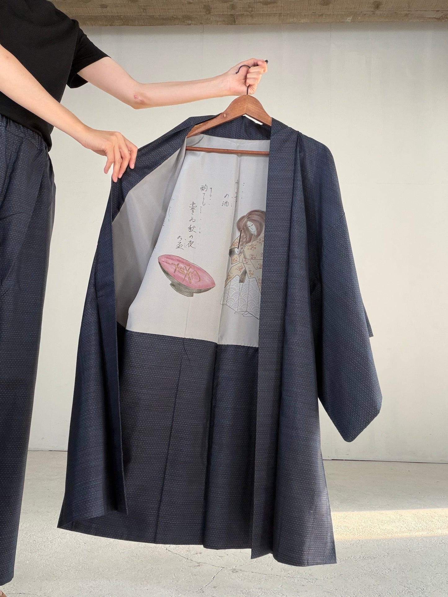 Vintage Oshima Tsumugi Haori & Kimono Pants Set  "ASB009, akagashira" — Upcycled from Japanese Kimono