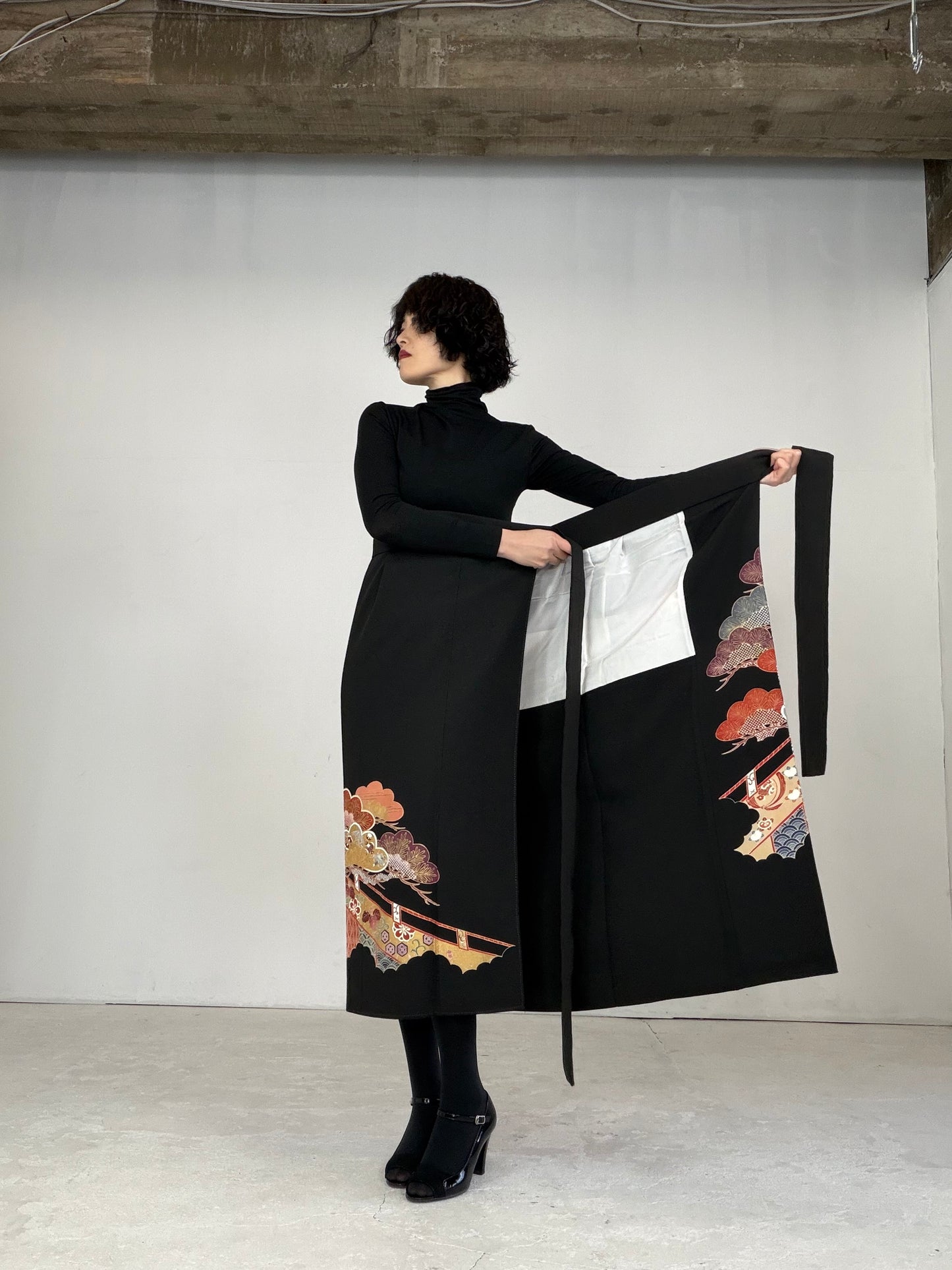 EDO-ZUMA SKIRT UPCYCLED FROM JAPANESE KIMONO "EDO022"