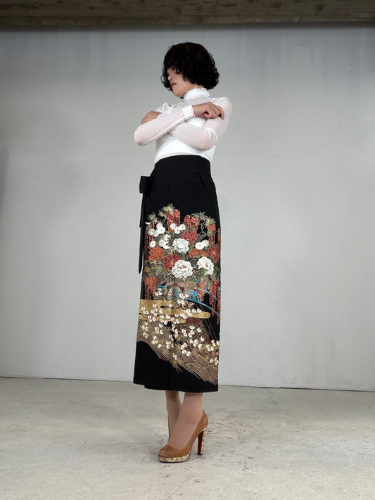EDO-ZUMA SKIRT UPCYCLED FROM JAPANESE KIMONO "EDO053"