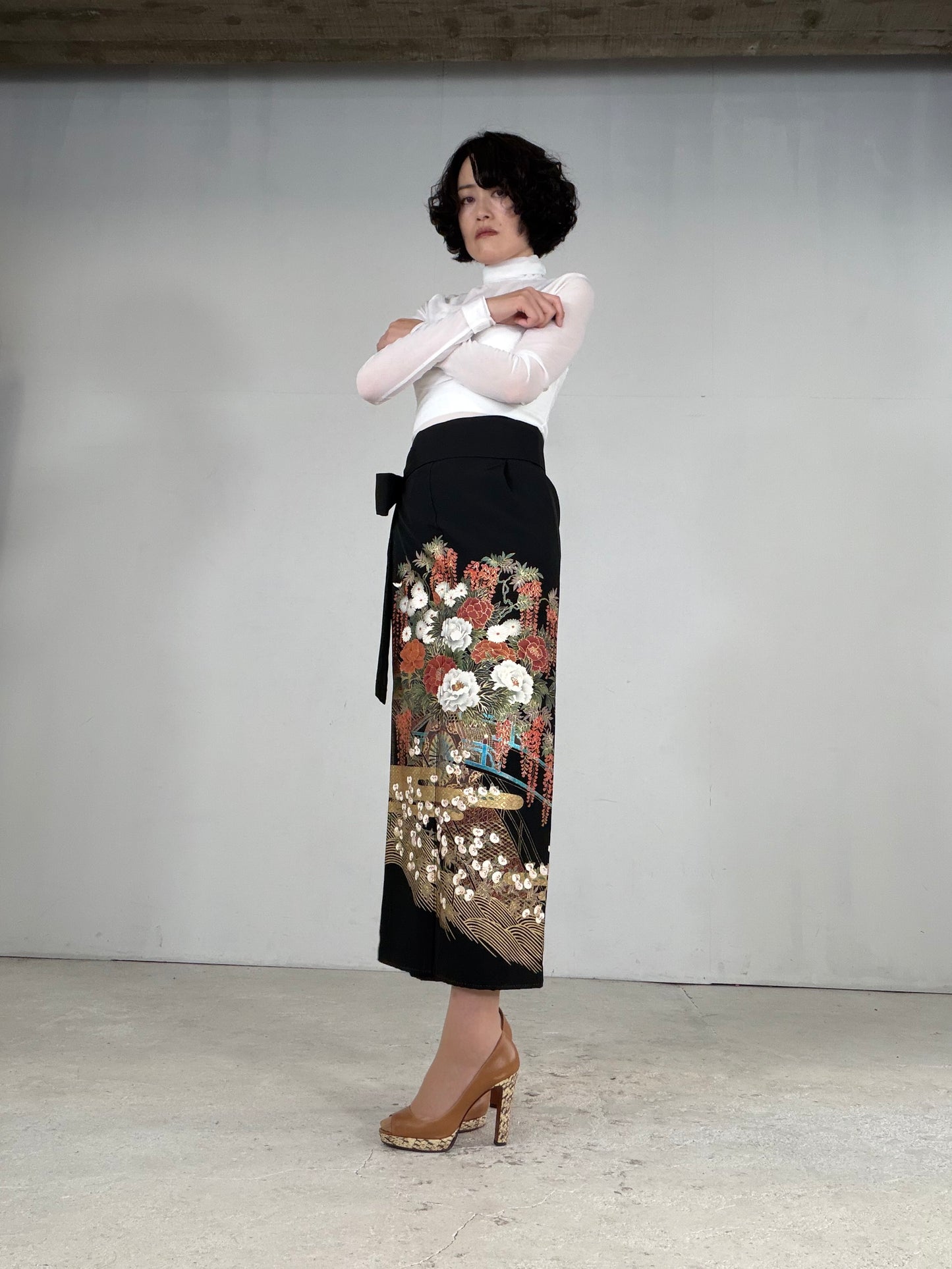 EDO-ZUMA SKIRT UPCYCLED FROM JAPANESE KIMONO "EDO053"
