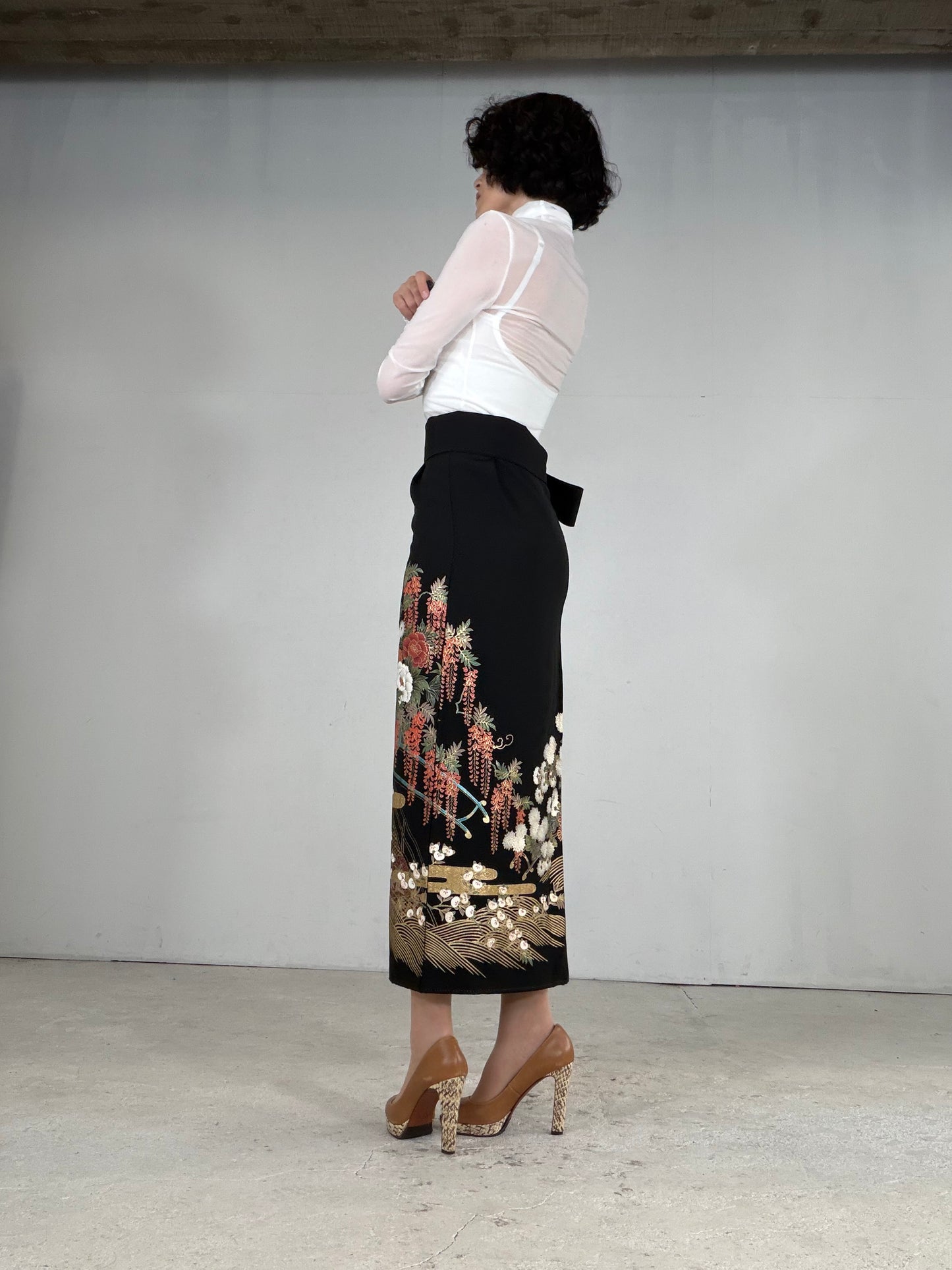 EDO-ZUMA SKIRT UPCYCLED FROM JAPANESE KIMONO "EDO053"