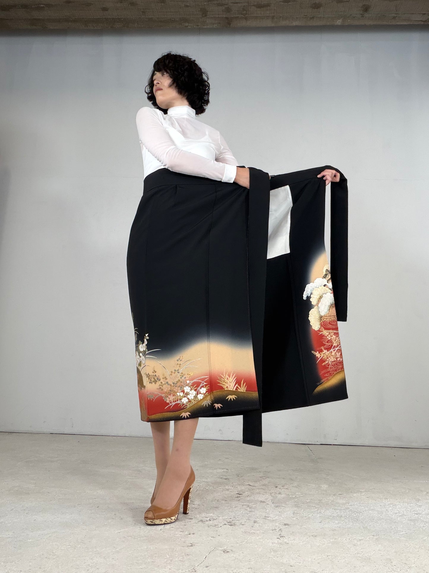 EDO-ZUMA SKIRT UPCYCLED FROM JAPANESE KIMONO "EDO049"