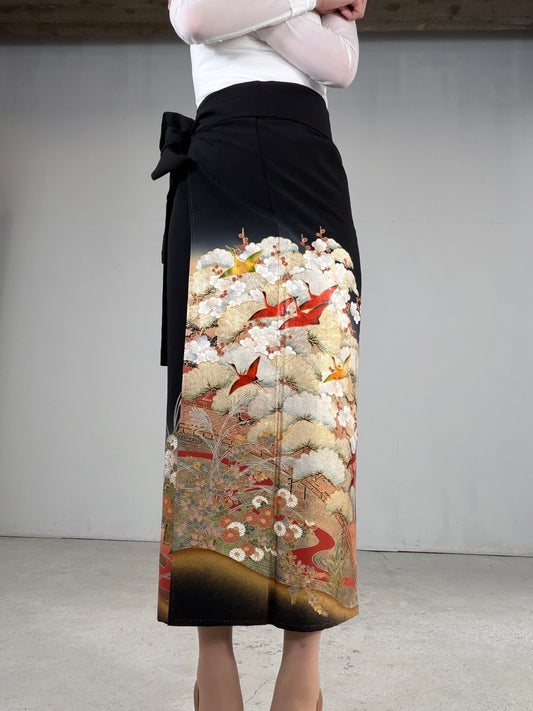 EDO-ZUMA SKIRT UPCYCLED FROM JAPANESE KIMONO "EDO049"