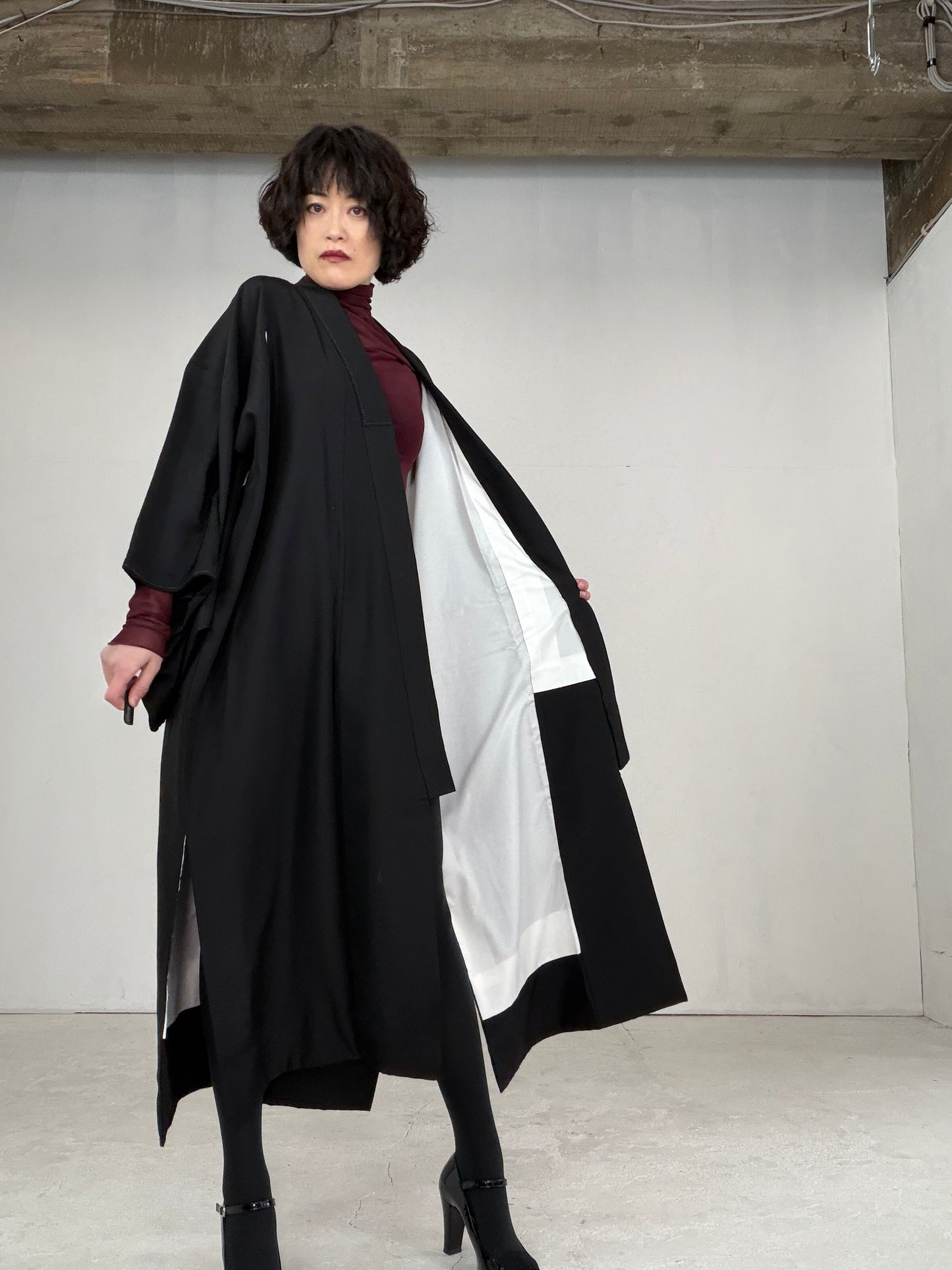 Kimono Dress Gown with String Belt – Upcycled from Vintage Women’s Japanese Kimono “Sagarifuji”, DRE009