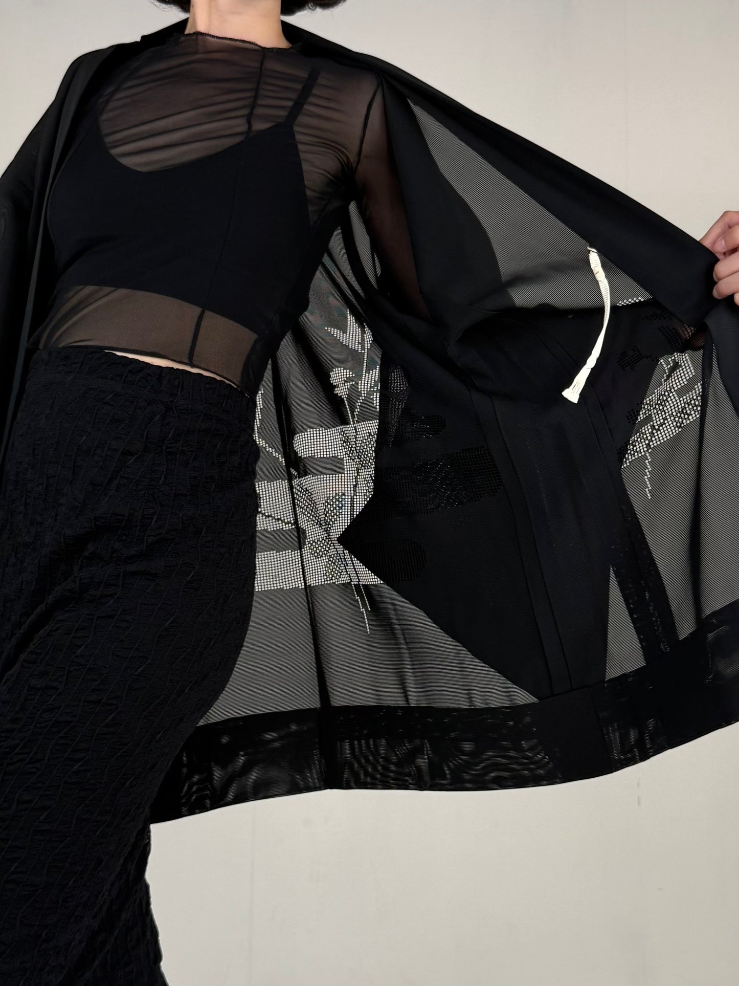 VINTAGE BLACK HAORI SHEER “ro, eagasumi"