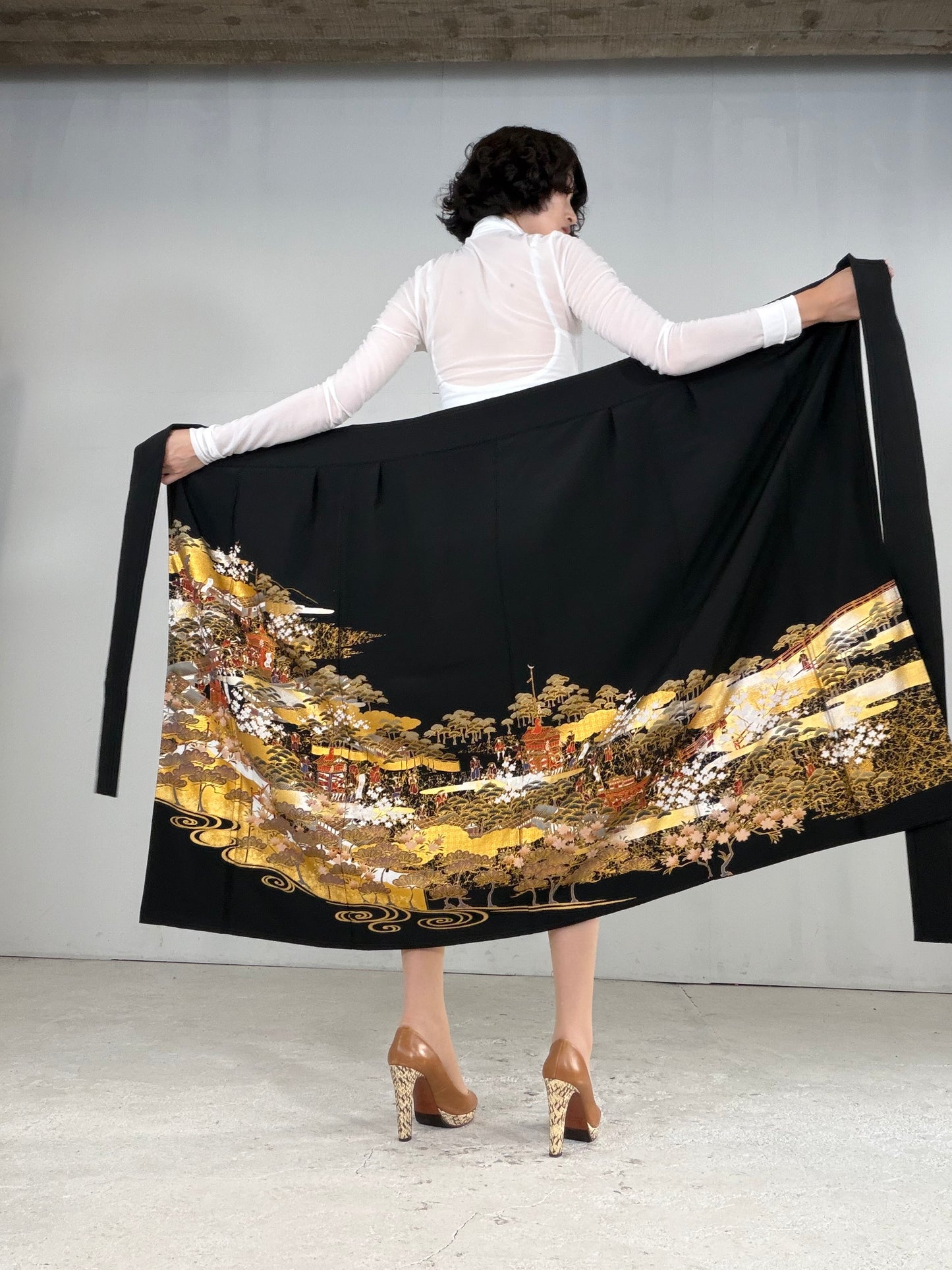 EDO-ZUMA SKIRT UPCYCLED FROM JAPANESE KIMONO "EDO050"