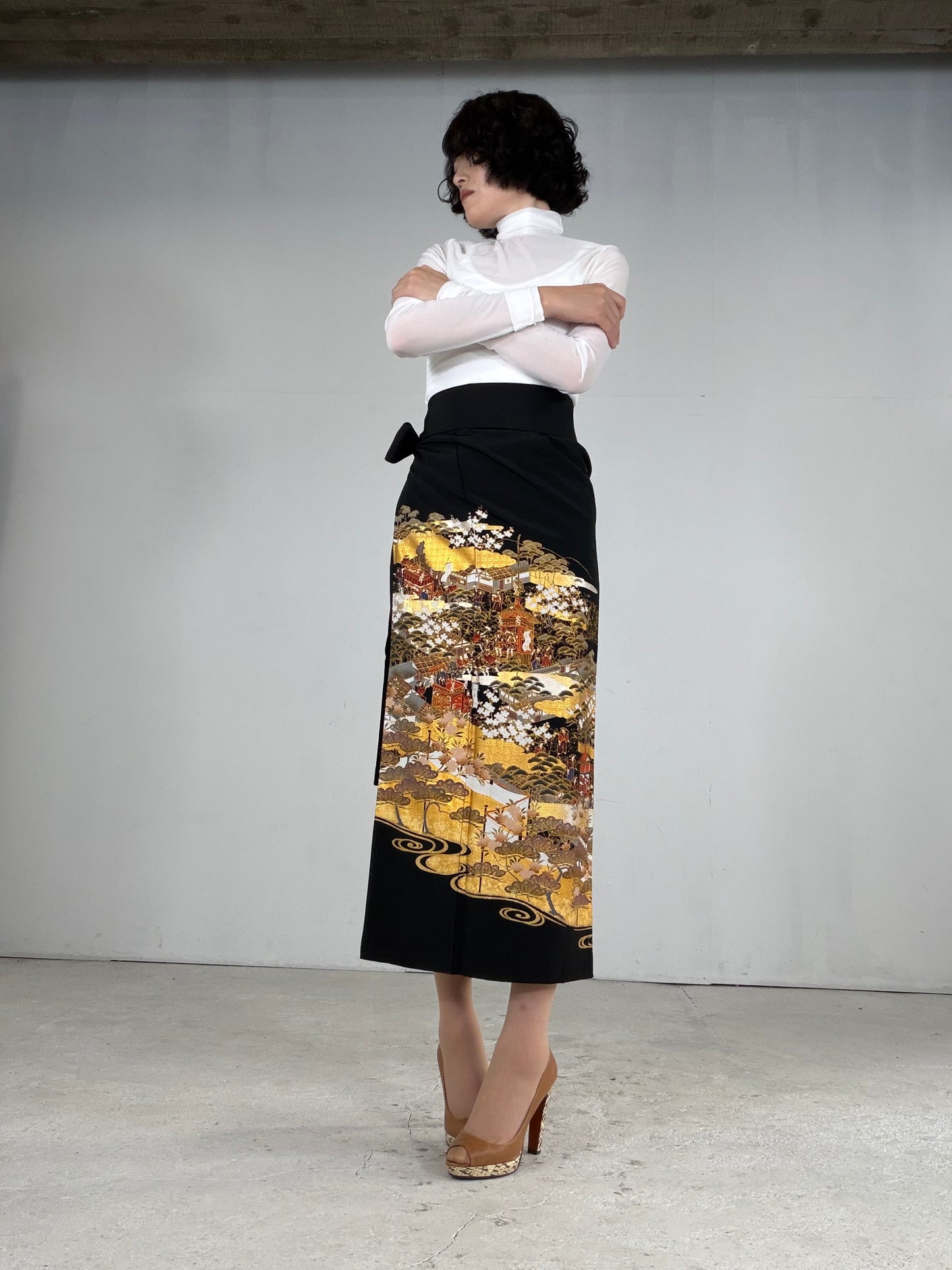 EDO-ZUMA SKIRT UPCYCLED FROM JAPANESE KIMONO "EDO050"