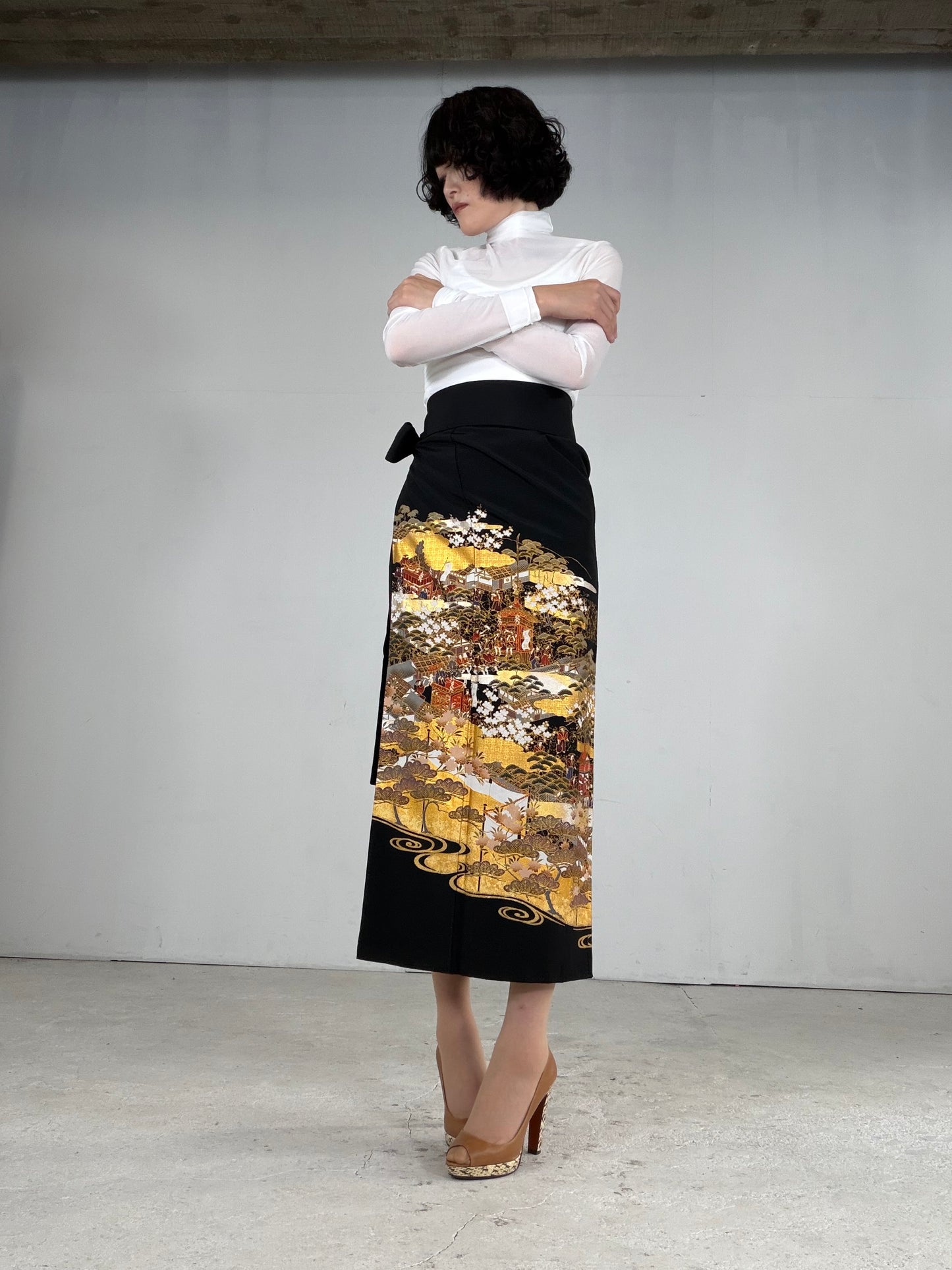 EDO-ZUMA SKIRT UPCYCLED FROM JAPANESE KIMONO "EDO050"