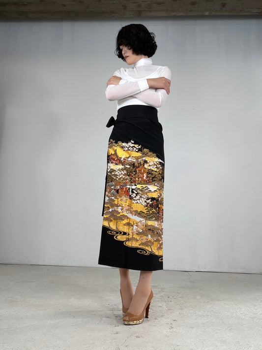 EDO-ZUMA SKIRT UPCYCLED FROM JAPANESE KIMONO "EDO050"