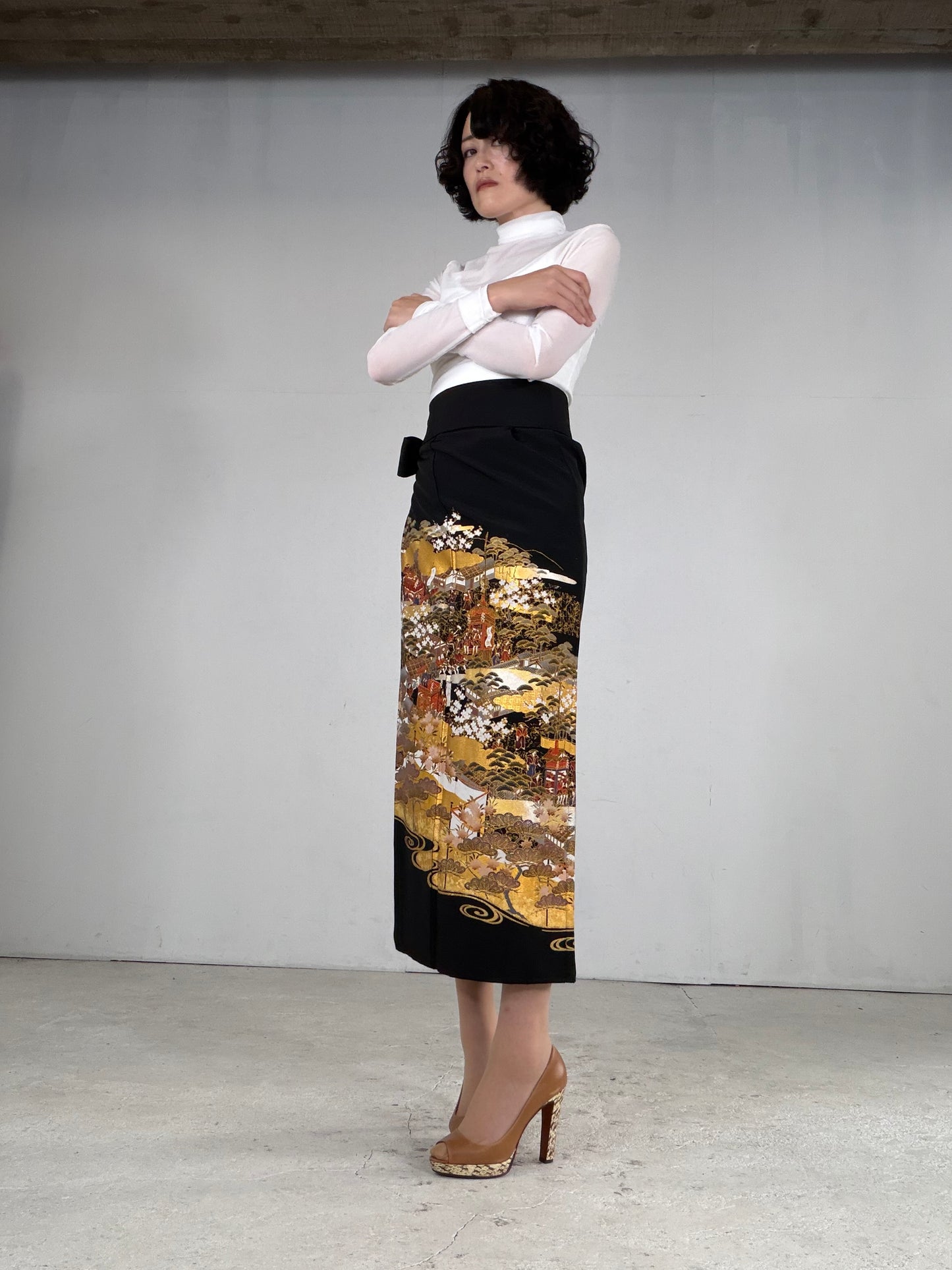 EDO-ZUMA SKIRT UPCYCLED FROM JAPANESE KIMONO "EDO050"