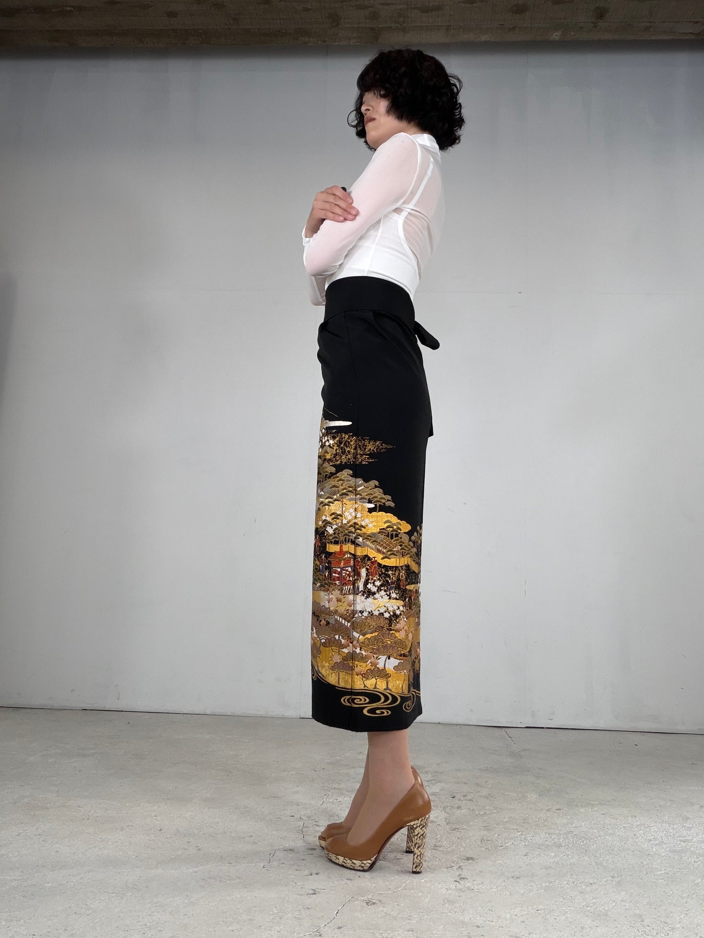 EDO-ZUMA SKIRT UPCYCLED FROM JAPANESE KIMONO "EDO050"