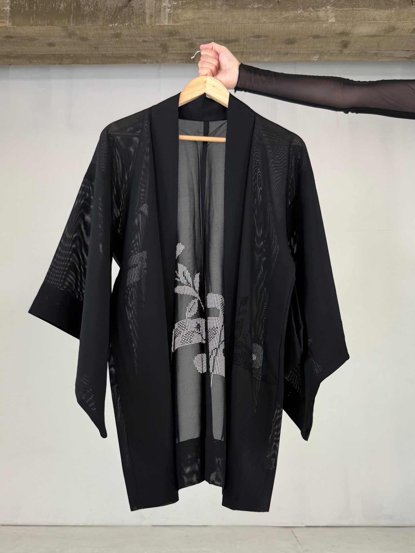 VINTAGE BLACK HAORI SHEER “ro, eagasumi"