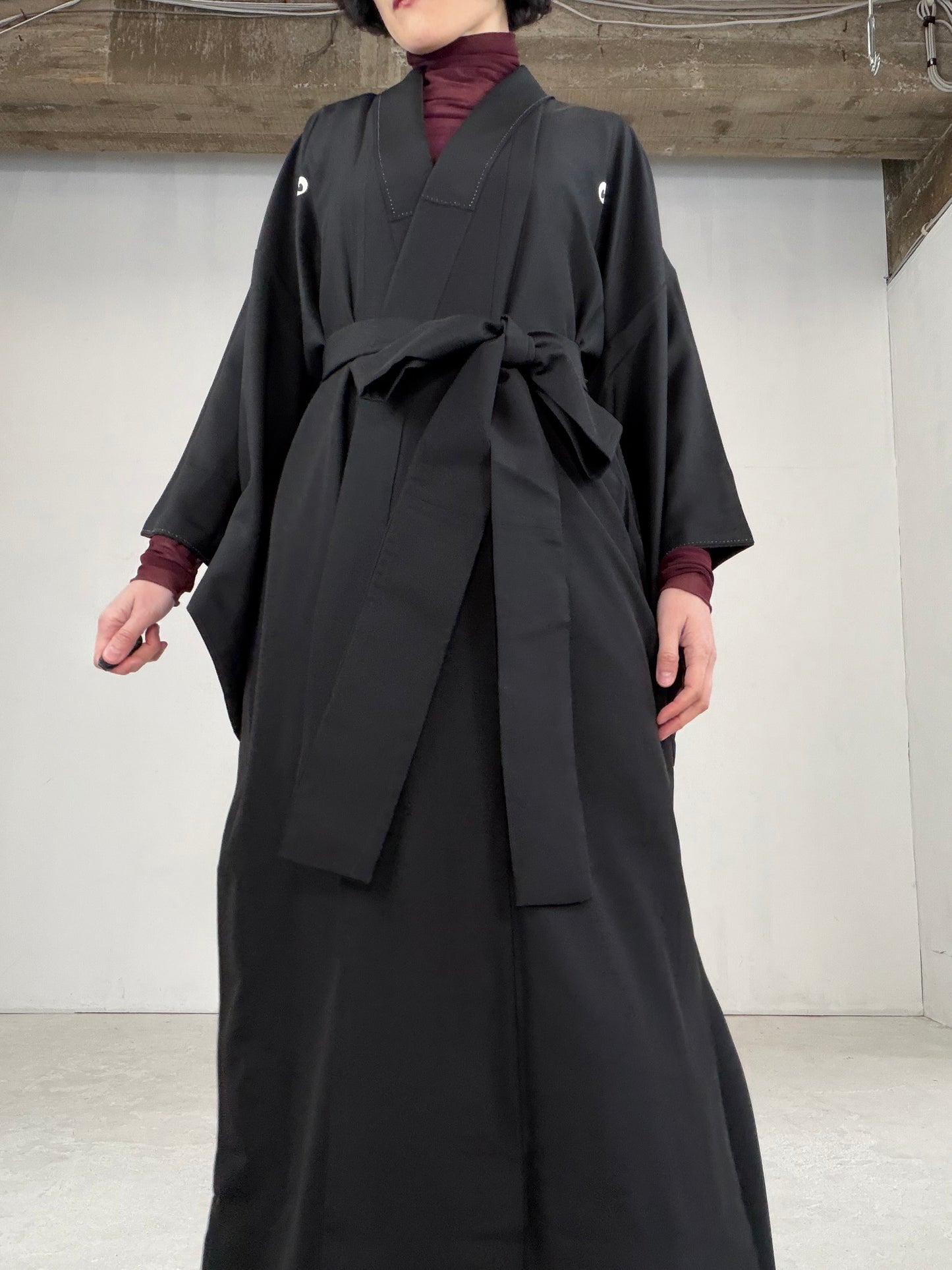 Kimono Dress Gown with String Belt – Upcycled from Vintage Women’s Japanese Kimono “Sagarifuji”, DRE009