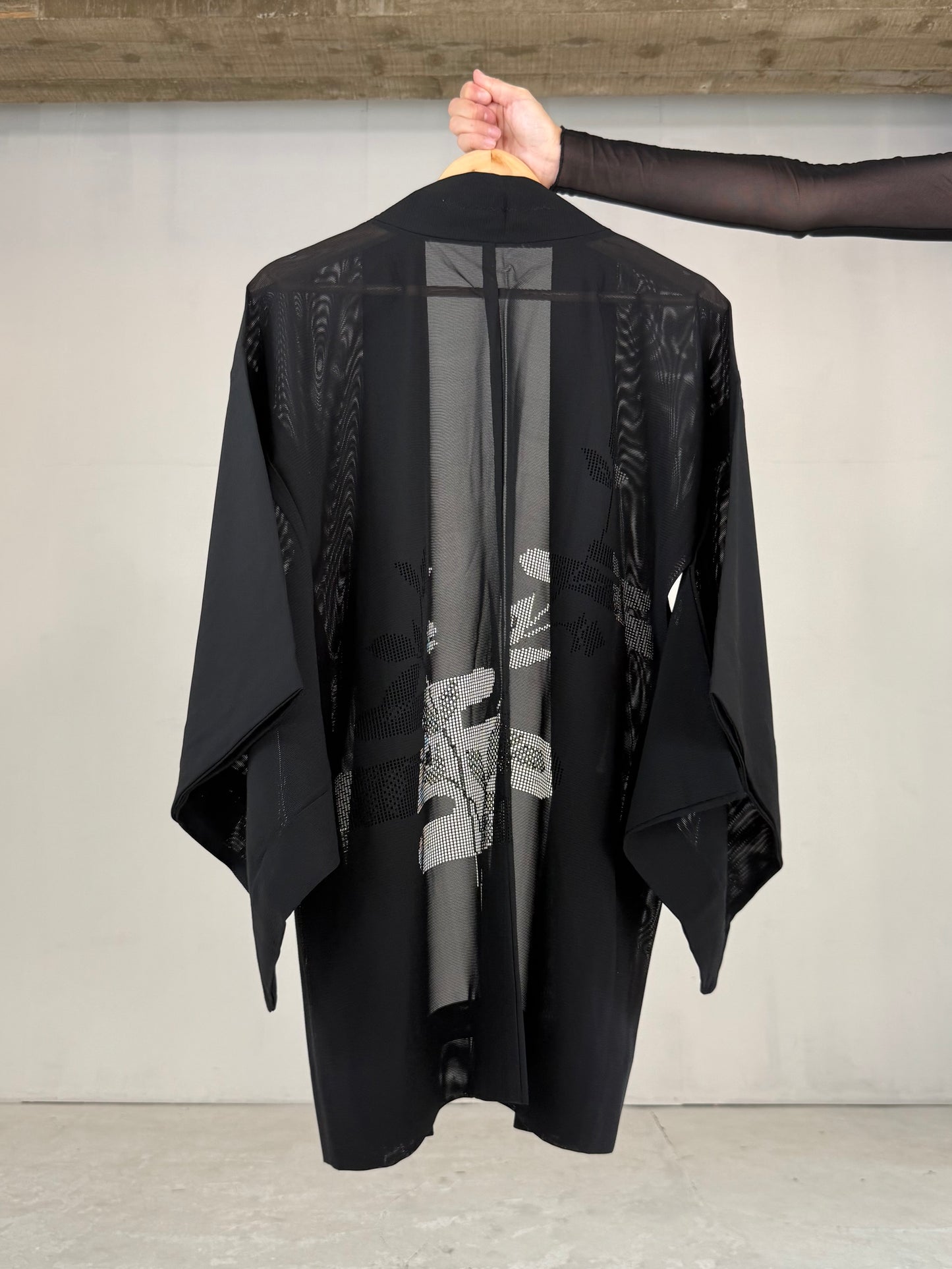 VINTAGE BLACK HAORI SHEER “ro, eagasumi"