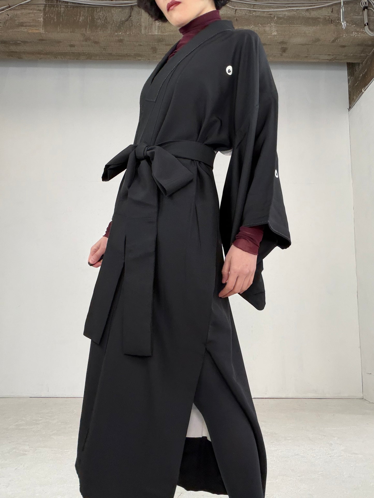 Kimono Dress Gown with String Belt – Upcycled from Vintage Women’s Japanese Kimono “Sagarifuji”, DRE009