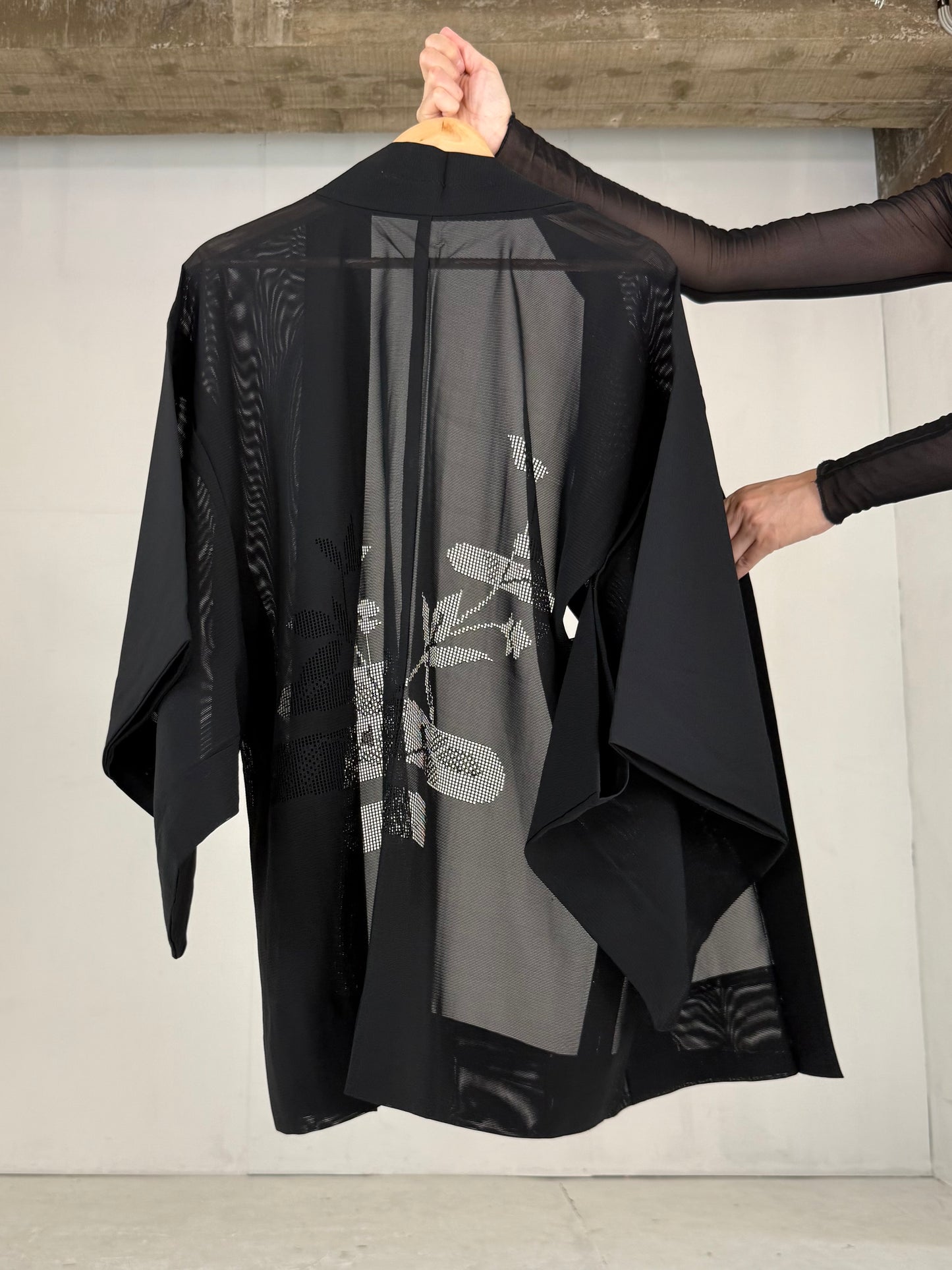 VINTAGE BLACK HAORI SHEER “ro, eagasumi"