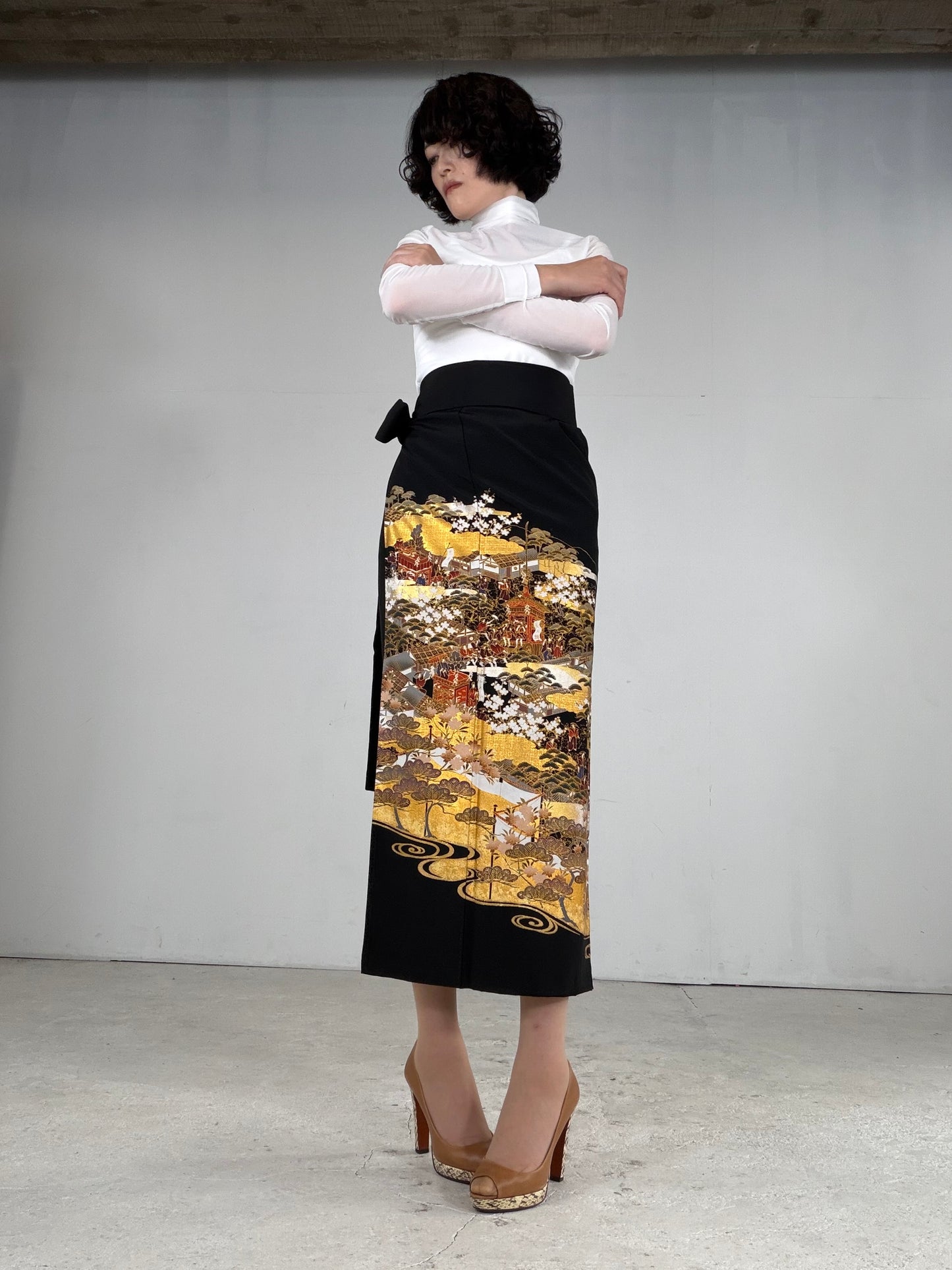 EDO-ZUMA SKIRT UPCYCLED FROM JAPANESE KIMONO "EDO050"