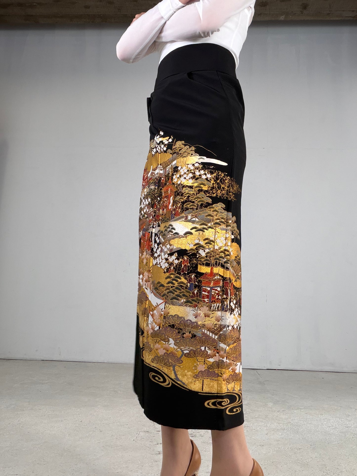 EDO-ZUMA SKIRT UPCYCLED FROM JAPANESE KIMONO "EDO050"
