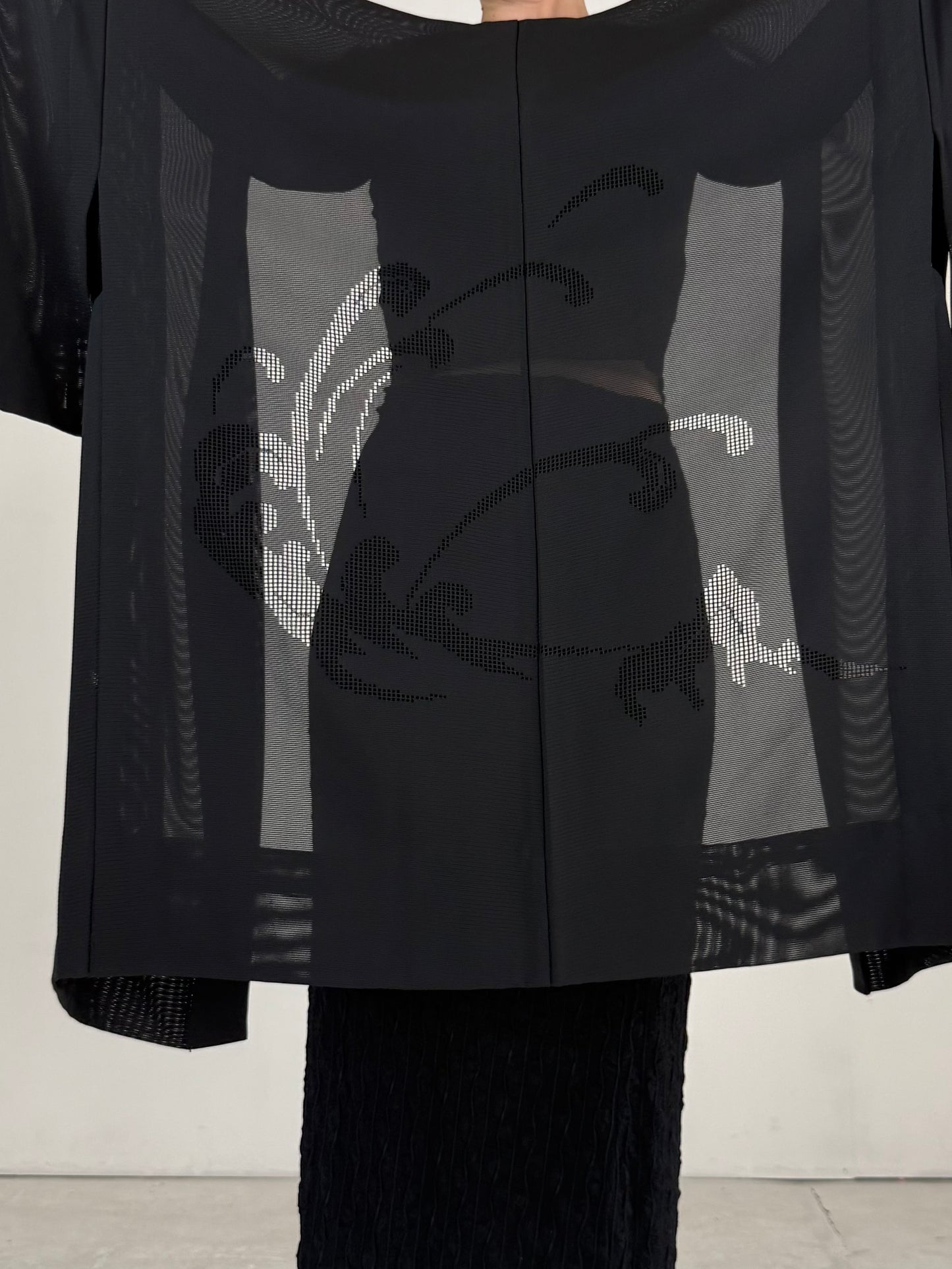 VINTAGE BLACK HAORI SHEER “ro, mizushibuki"