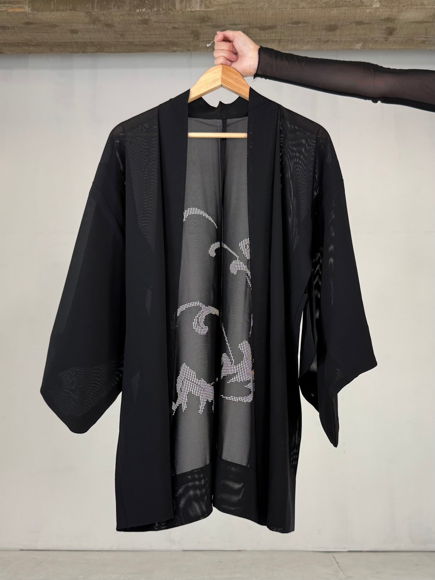 VINTAGE BLACK HAORI SHEER “ro, mizushibuki"