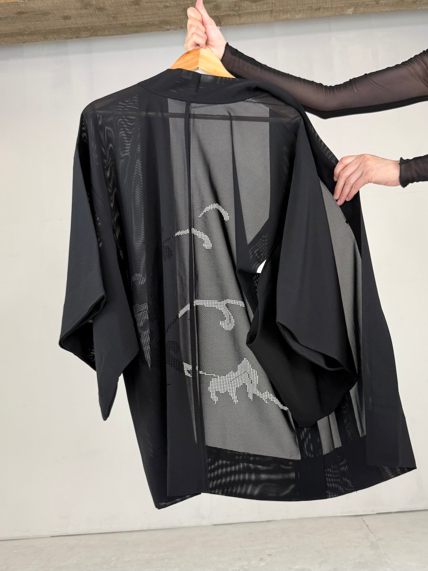 VINTAGE BLACK HAORI SHEER “ro, mizushibuki"