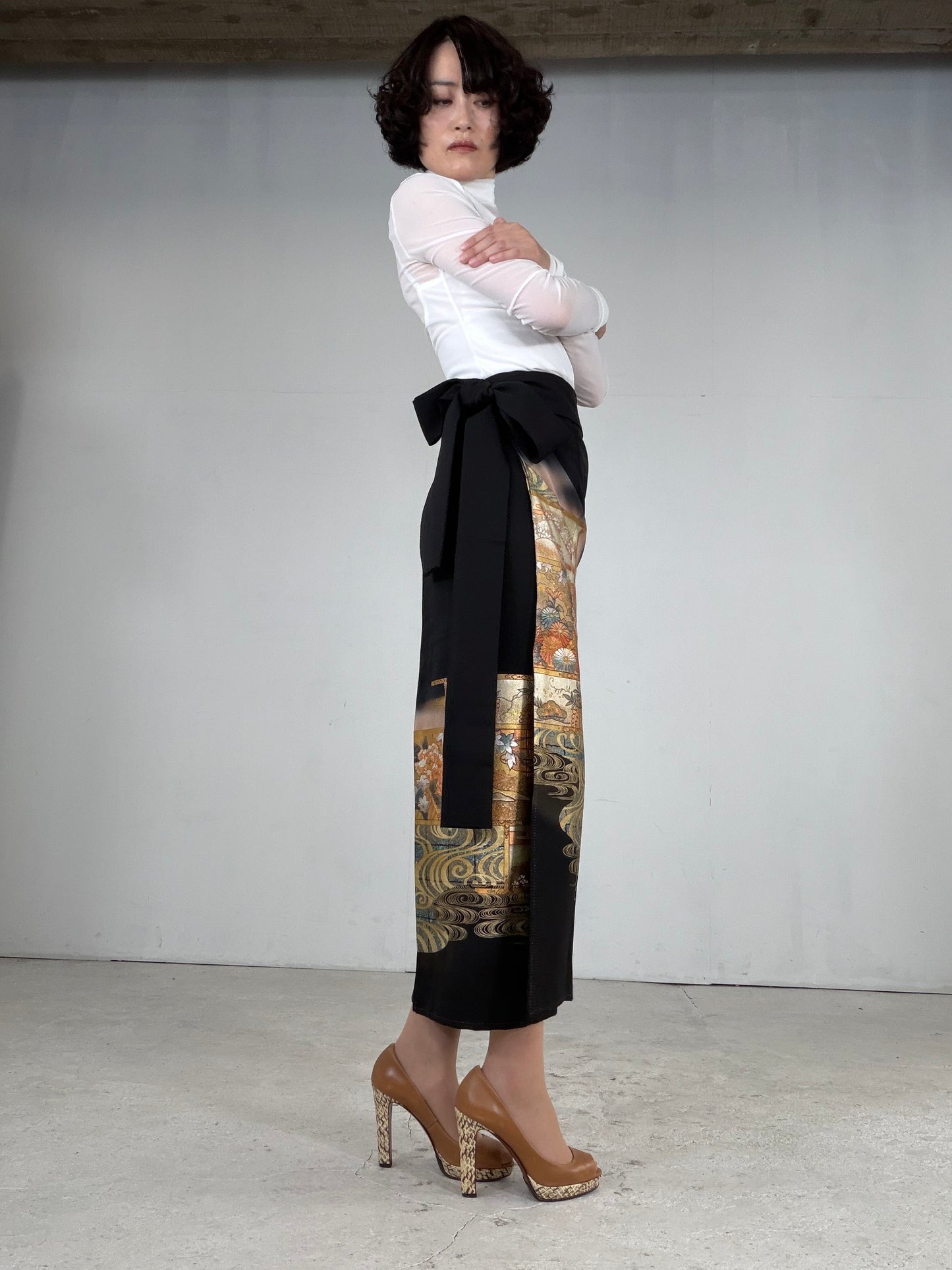 EDO-ZUMA SKIRT UPCYCLED FROM JAPANESE KIMONO "EDO051"