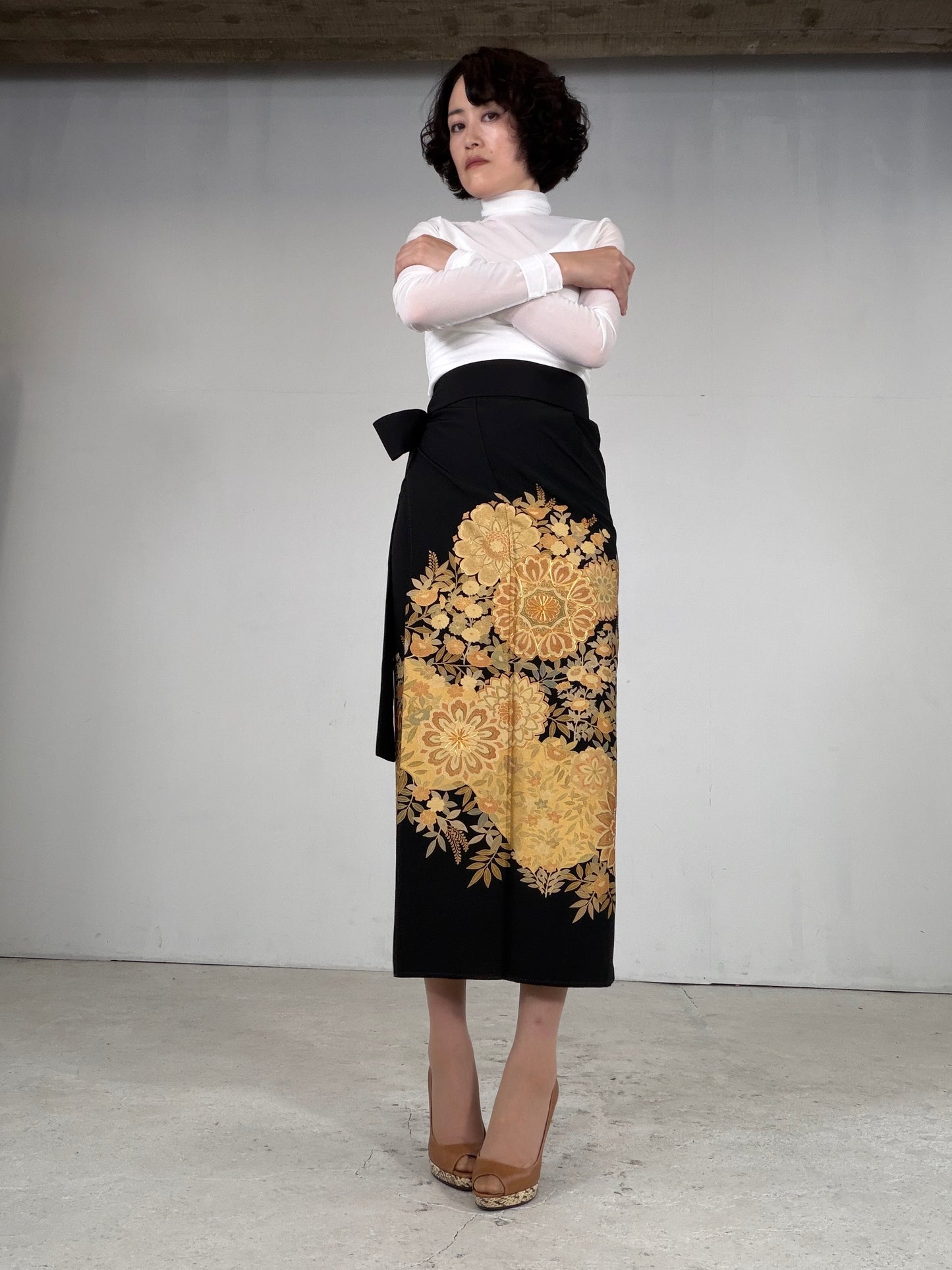 EDO-ZUMA SKIRT UPCYCLED FROM JAPANESE KIMONO "EDO052"