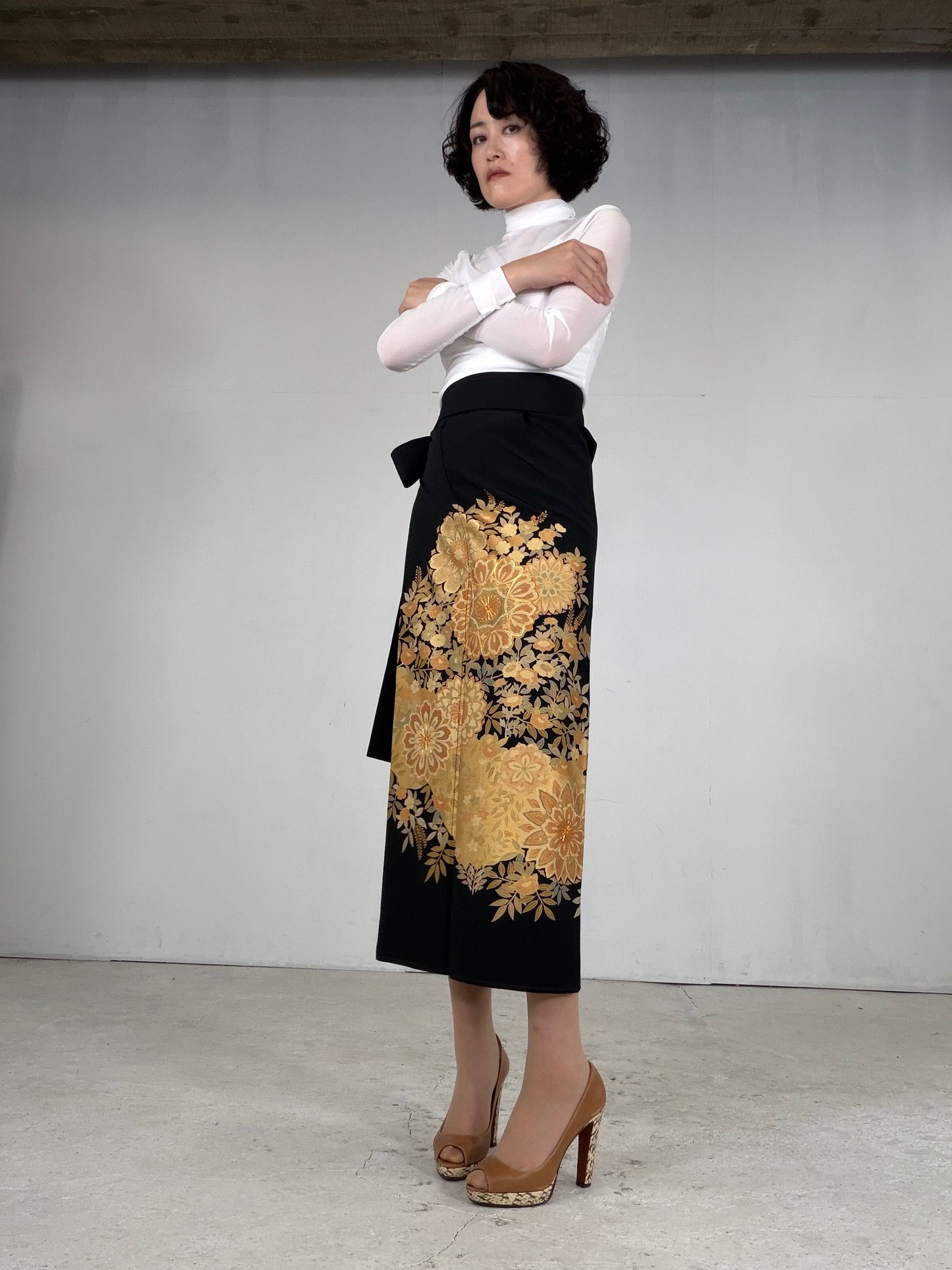 EDO-ZUMA SKIRT UPCYCLED FROM JAPANESE KIMONO "EDO052"