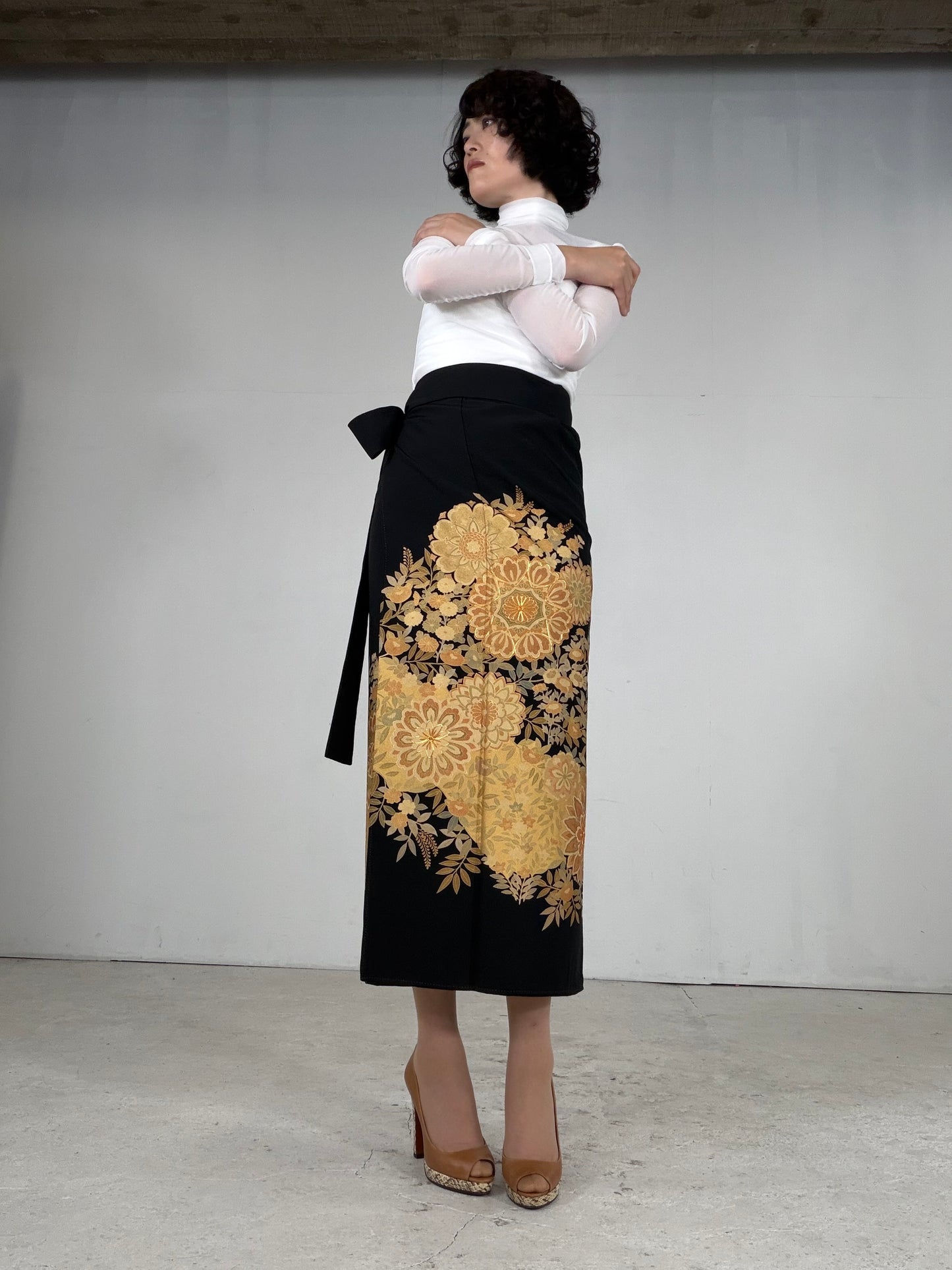 EDO-ZUMA SKIRT UPCYCLED FROM JAPANESE KIMONO "EDO052"