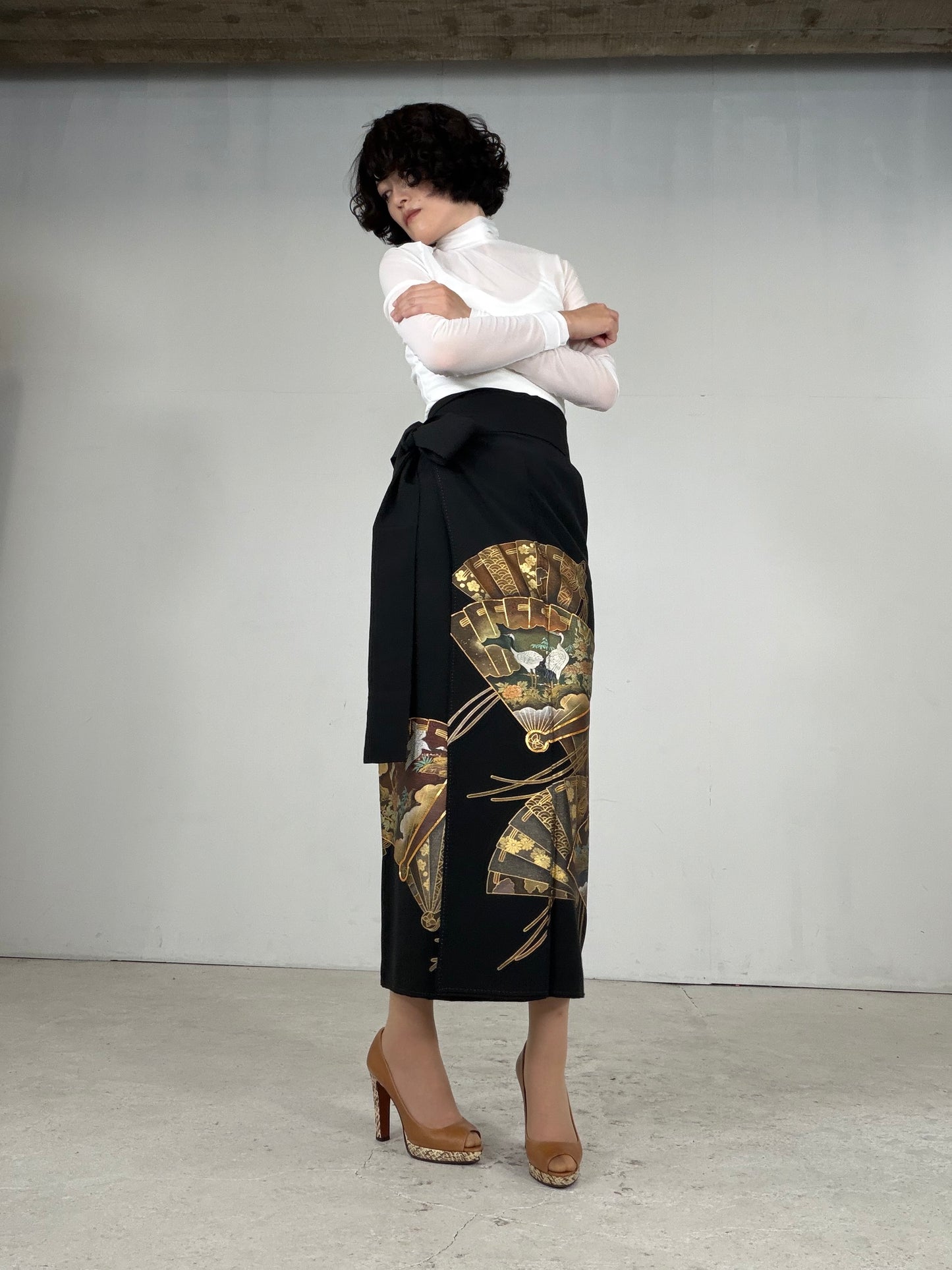 EDO-ZUMA SKIRT UPCYCLED FROM JAPANESE KIMONO "EDO054"