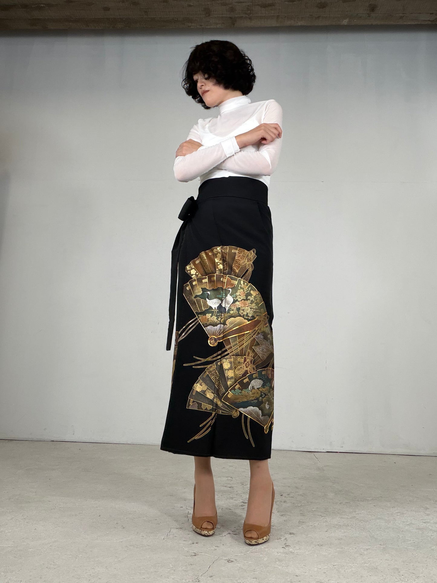 EDO-ZUMA SKIRT UPCYCLED FROM JAPANESE KIMONO "EDO054"