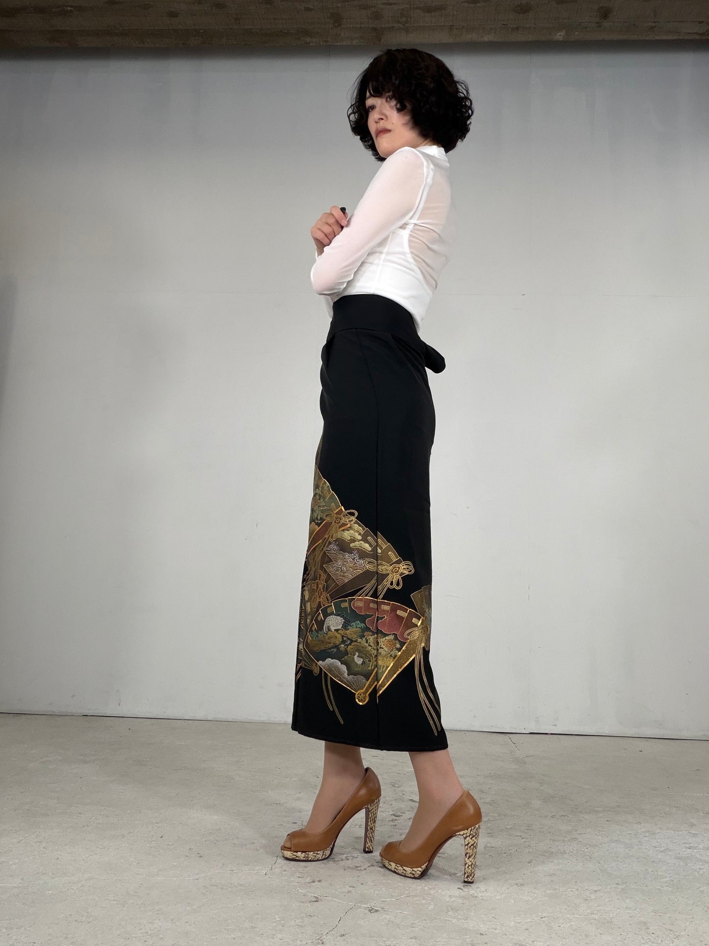 EDO-ZUMA SKIRT UPCYCLED FROM JAPANESE KIMONO "EDO054"