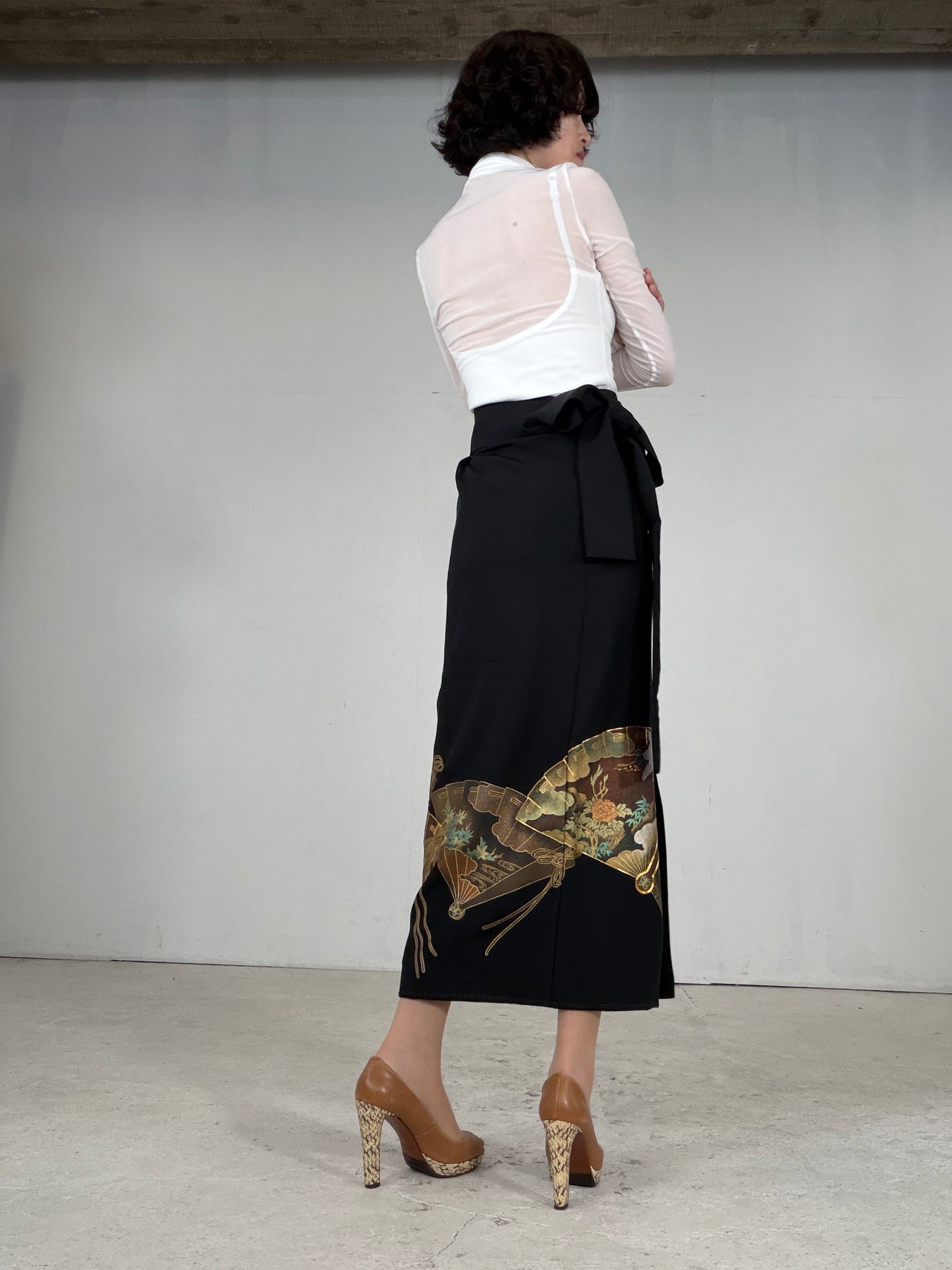 EDO-ZUMA SKIRT UPCYCLED FROM JAPANESE KIMONO "EDO054"