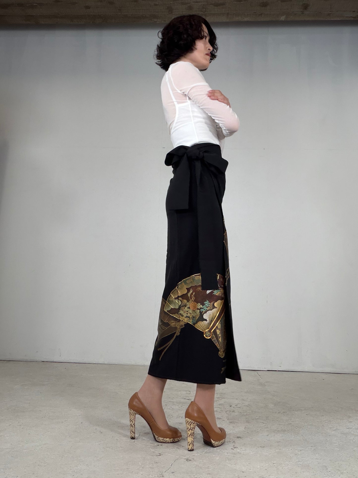 EDO-ZUMA SKIRT UPCYCLED FROM JAPANESE KIMONO "EDO054"