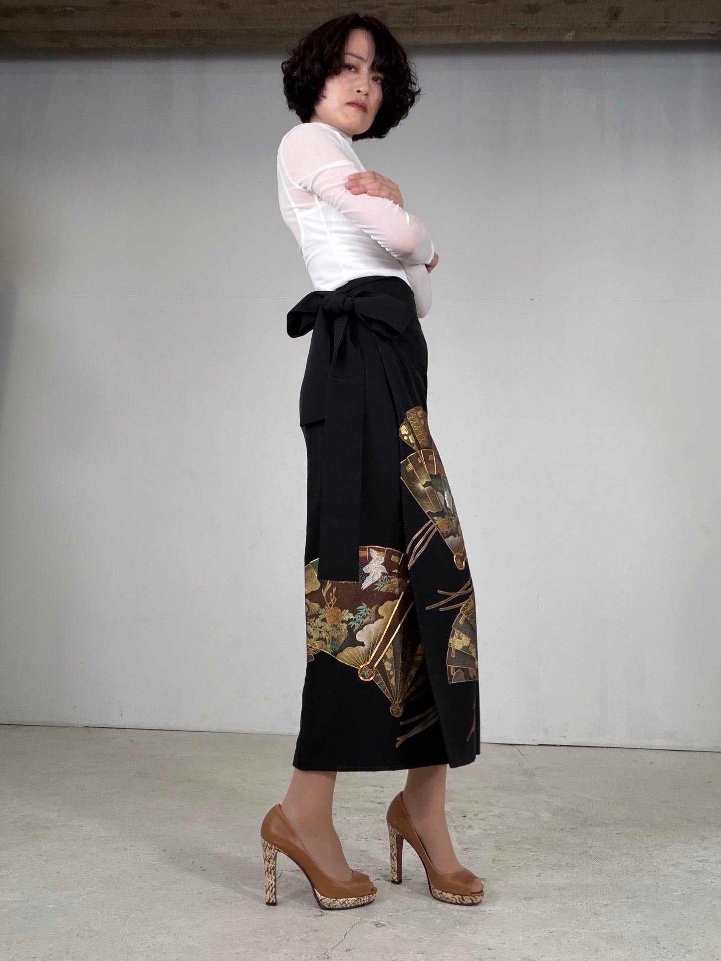 EDO-ZUMA SKIRT UPCYCLED FROM JAPANESE KIMONO "EDO054"