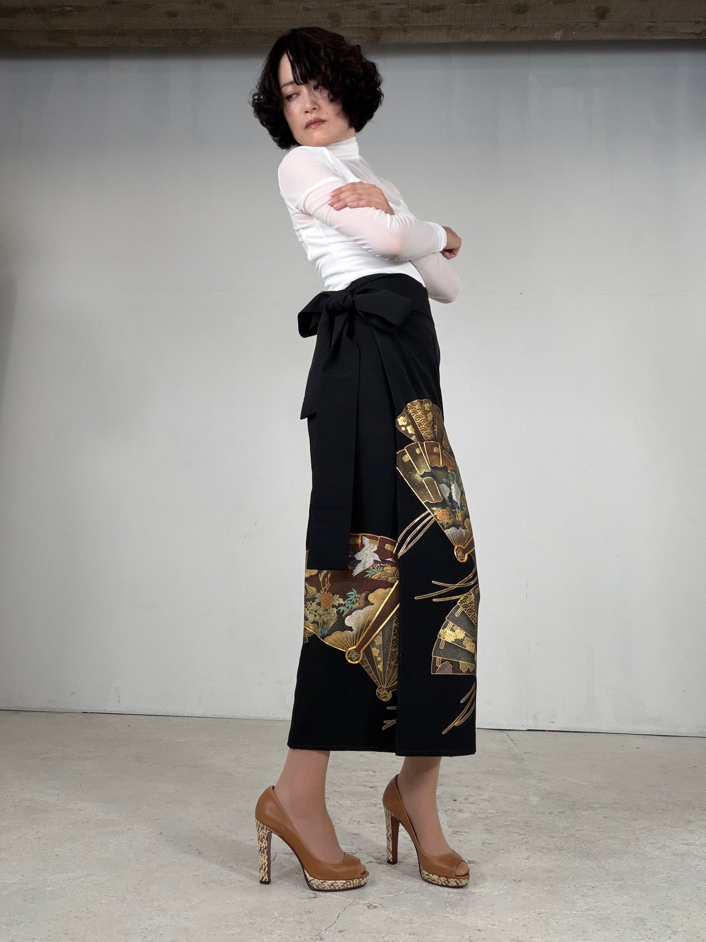 EDO-ZUMA SKIRT UPCYCLED FROM JAPANESE KIMONO "EDO054"