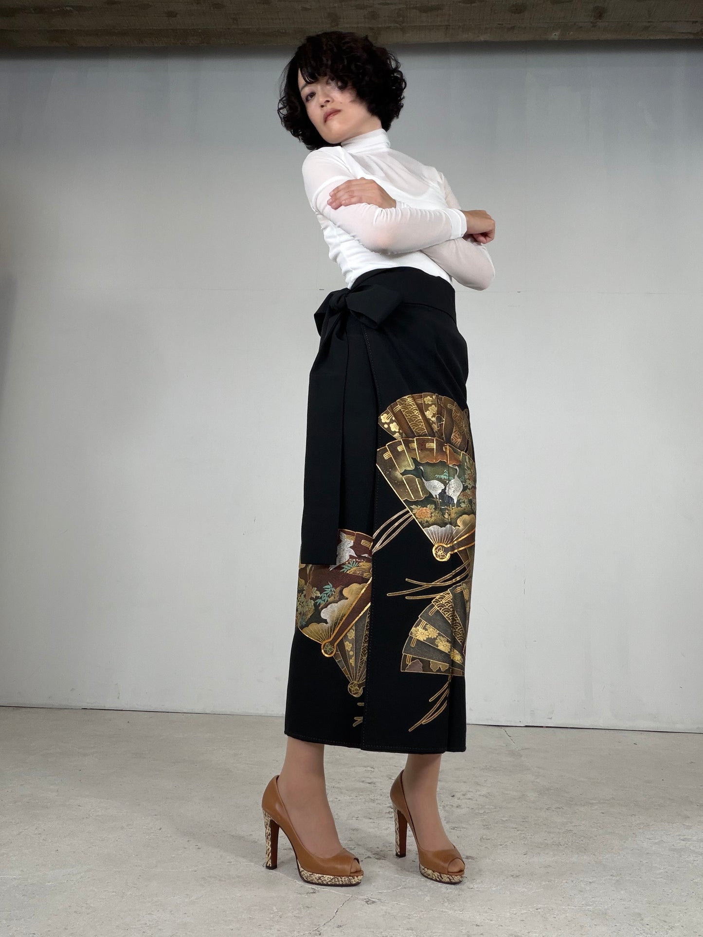 EDO-ZUMA SKIRT UPCYCLED FROM JAPANESE KIMONO "EDO054"