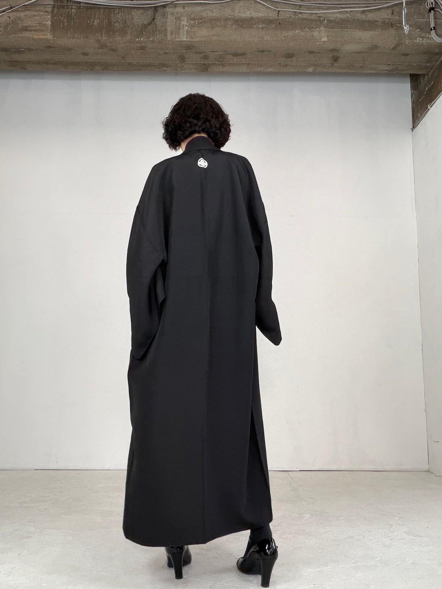 VINTAGE BLACK KIMONO MONTSUKI " KUK003"*damage