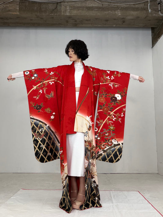 Redefining the Vintage Furisode Collection "red-black, FRI008"
