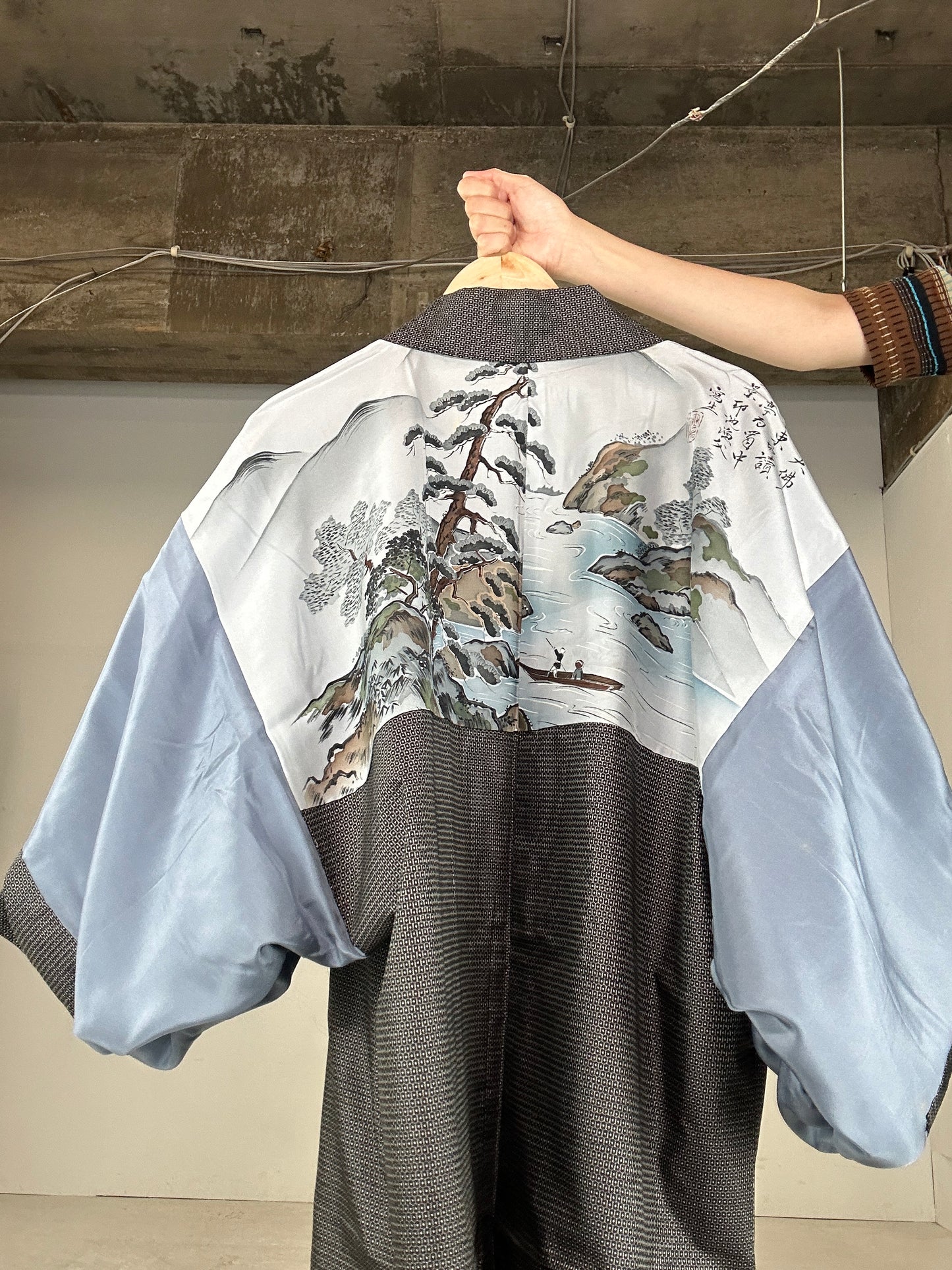 Oshima Tsumugi HAORI and KIMONO Skirt upcycled from Japanese kimono"寫生 shasei"