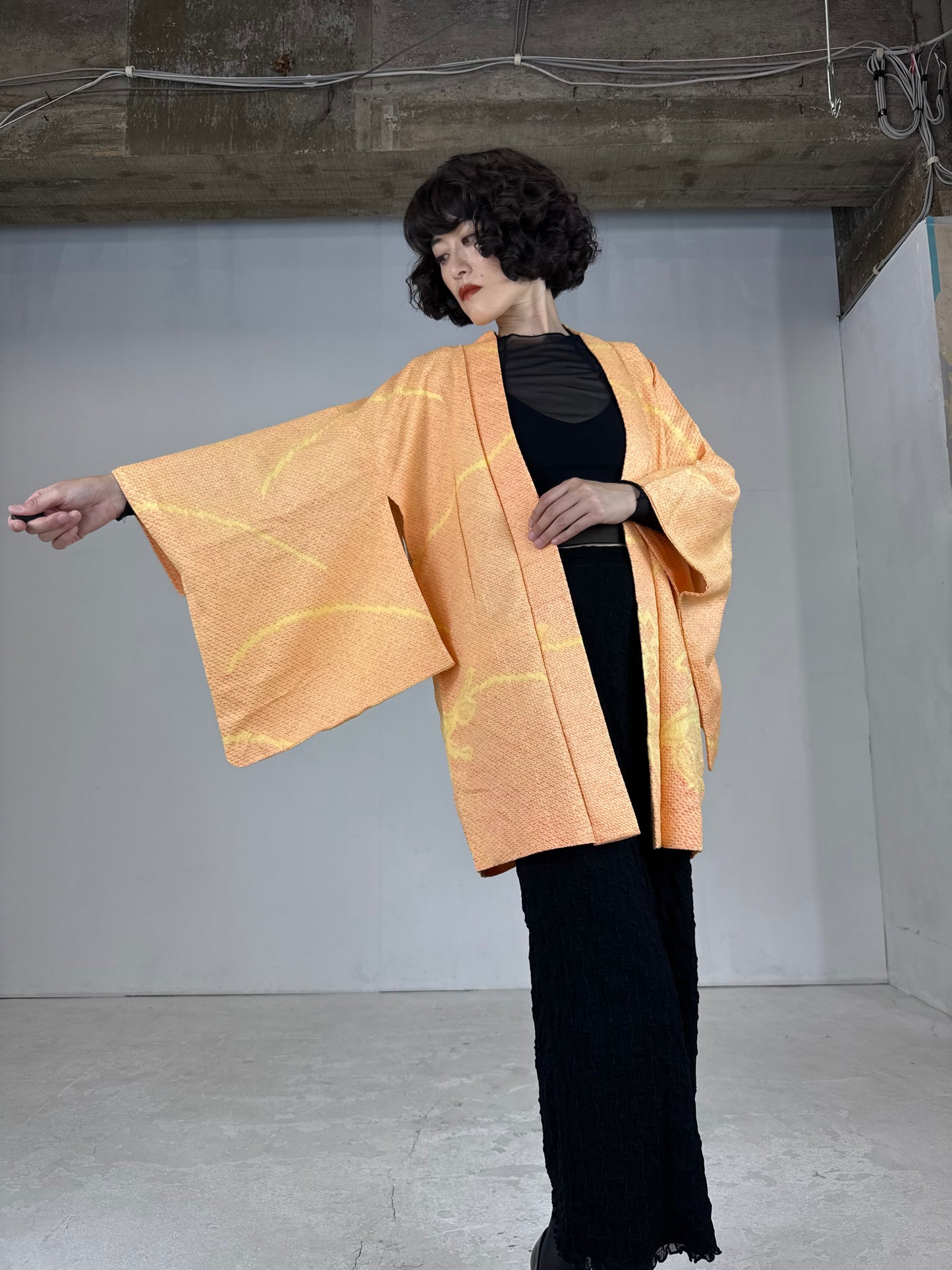 VINTAGE SHIBORI HAORI "yellow"