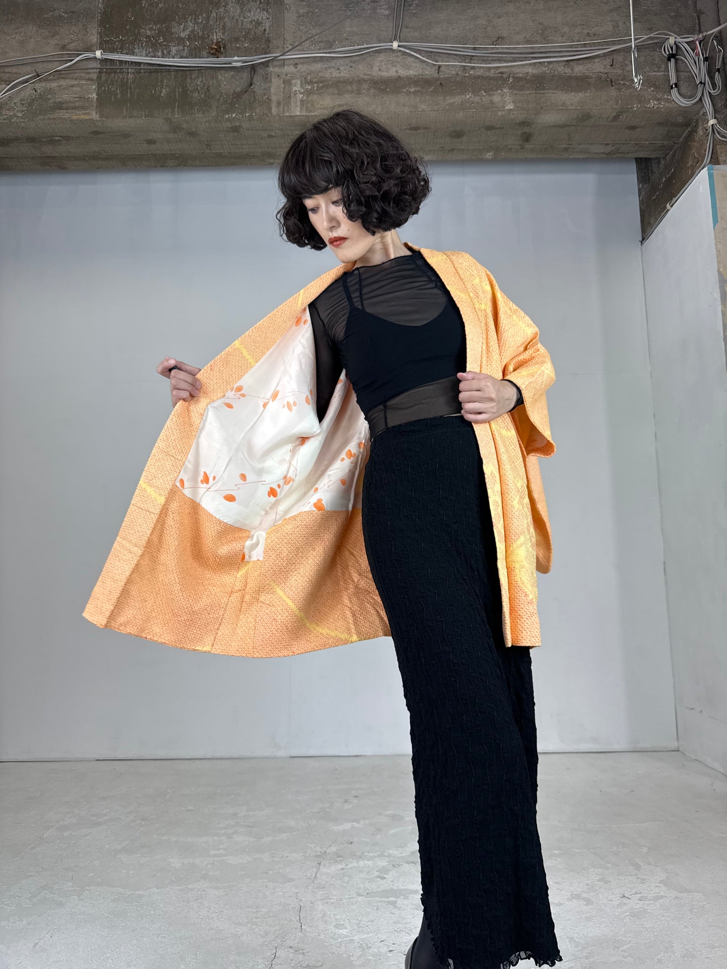 VINTAGE SHIBORI HAORI "yellow"