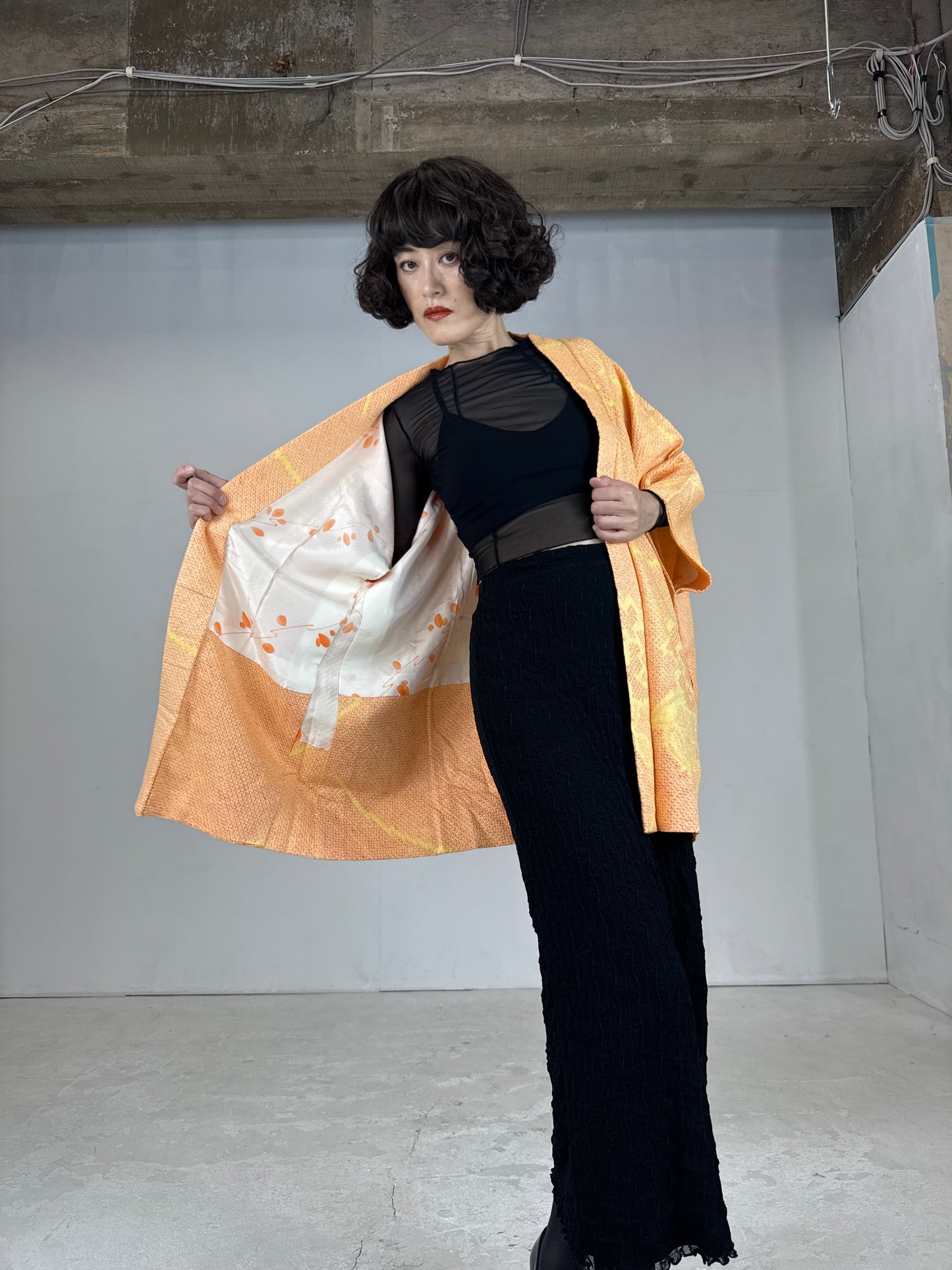 VINTAGE SHIBORI HAORI "yellow"