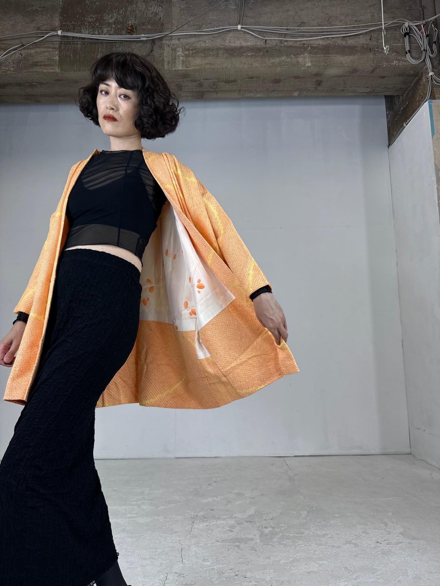 VINTAGE SHIBORI HAORI "yellow"