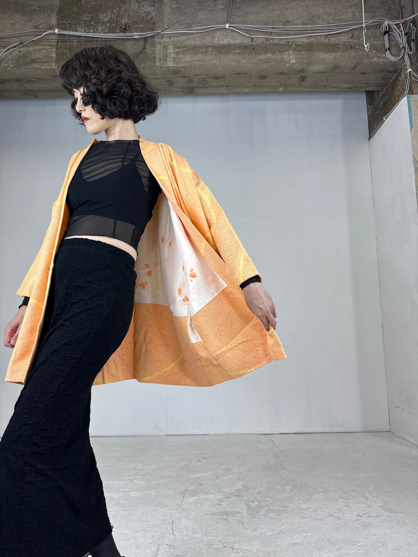 VINTAGE SHIBORI HAORI "yellow"