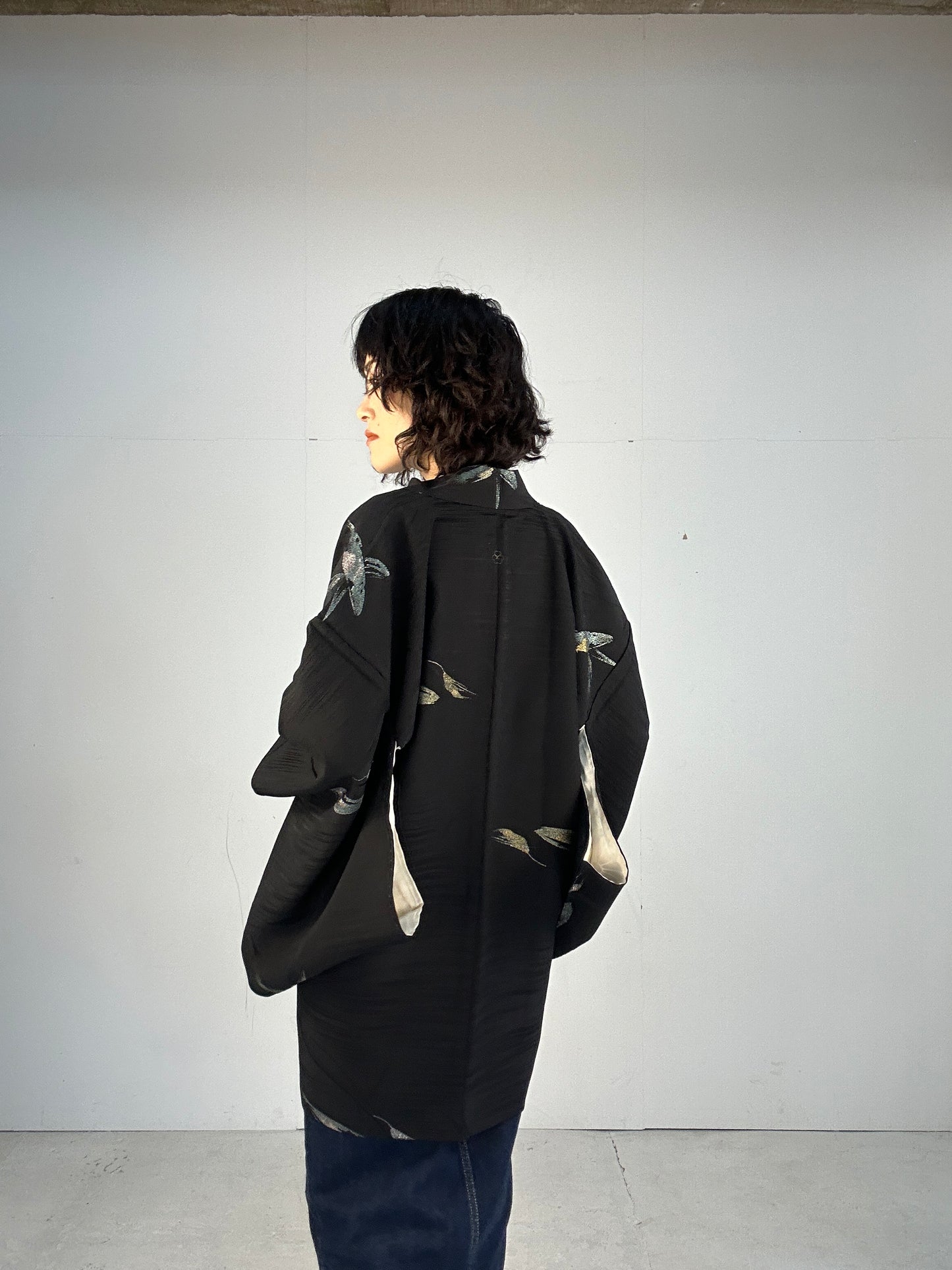 VINTAGE BLACK HAORI "kin koi"