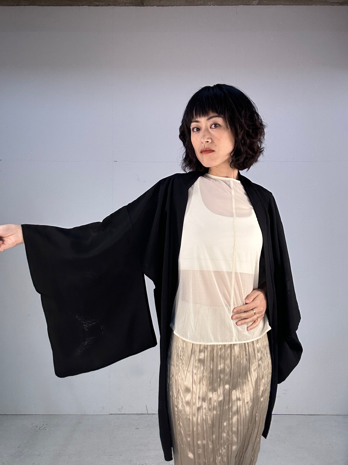 BLACK HAORI SHEER "nadeshiko and  kikyou"