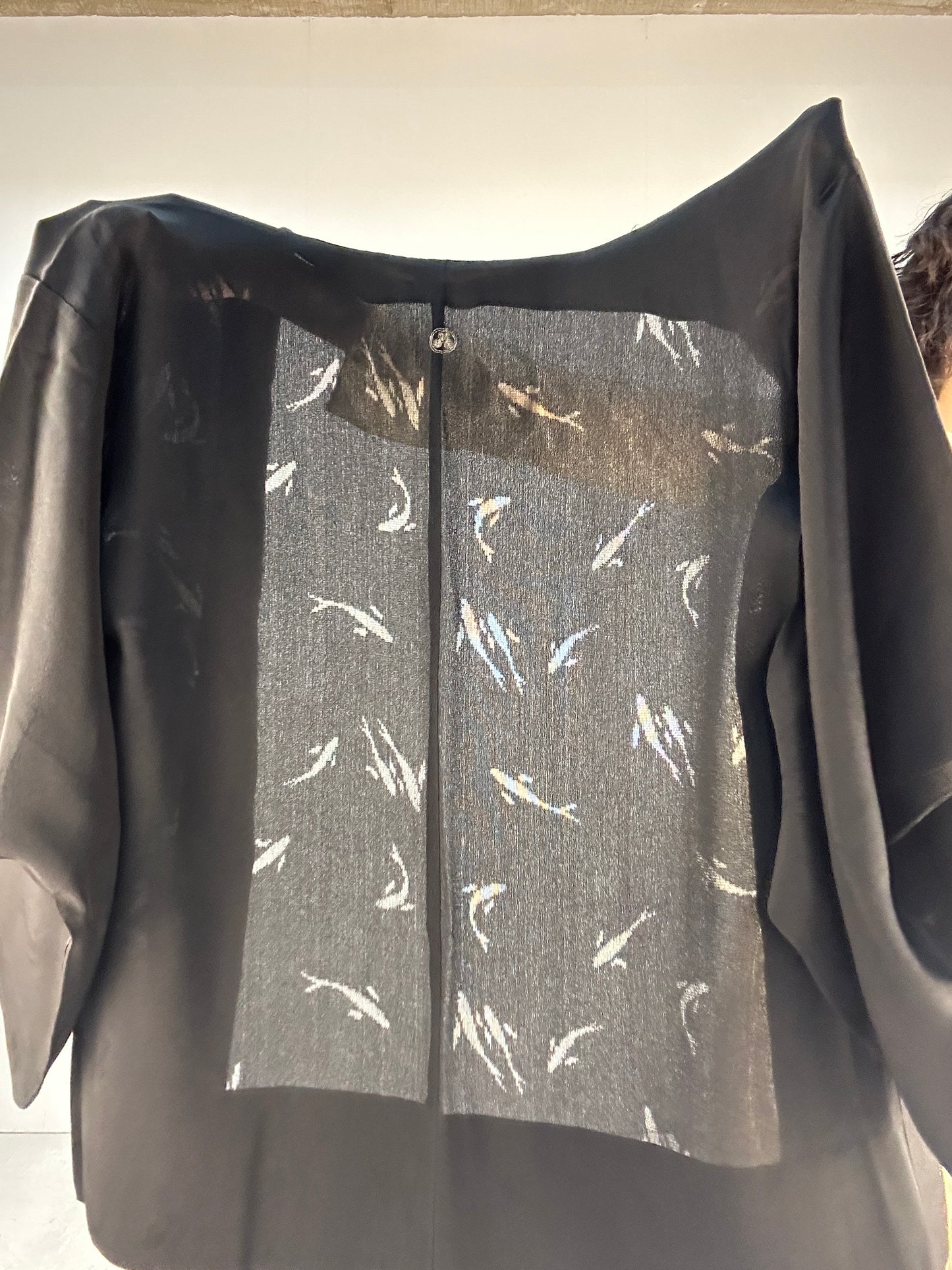 BLACK HAORI SHEER "koi"